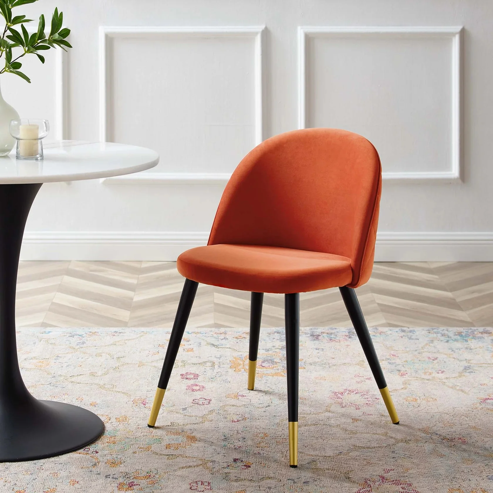 Set of 2 Diamond Lattice Performance Velvet Dining Chairs - Image 5