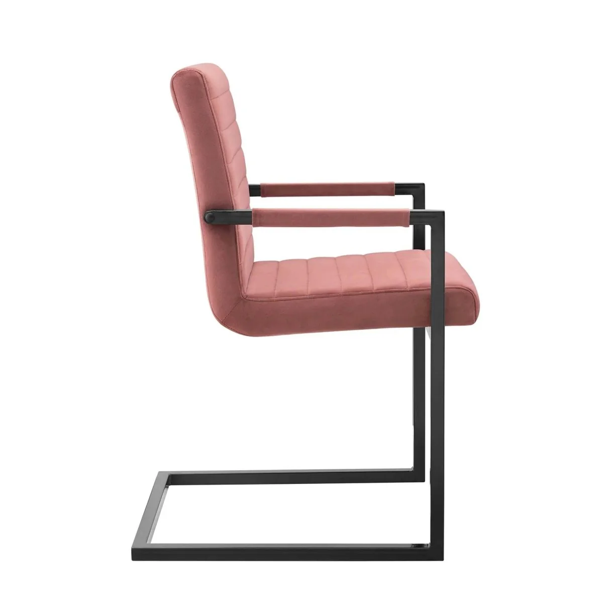 Set of 2 Dusty Rose Channel Tufted Performance Velvet Sled Base Dining Chairs - Image 5