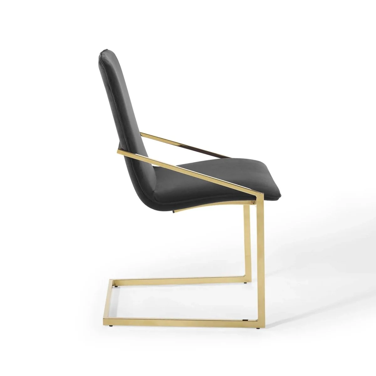 Set of 2 Geometric Gold Stainless Steel Performance Velvet Dining Armchairs - Image 4