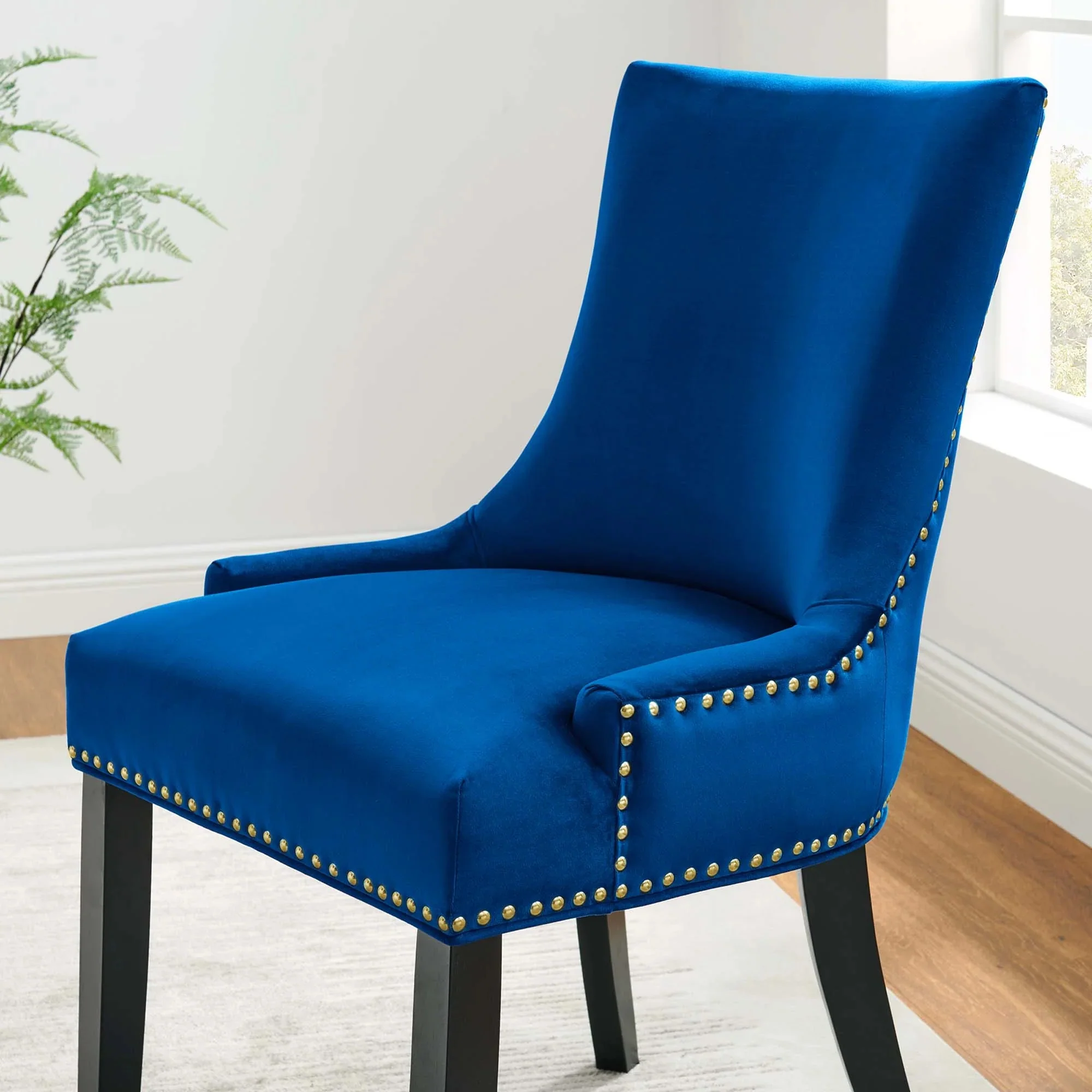 Set of 2 Hourglass Performance Velvet Dining Chairs with Nailhead Trim - Image 26