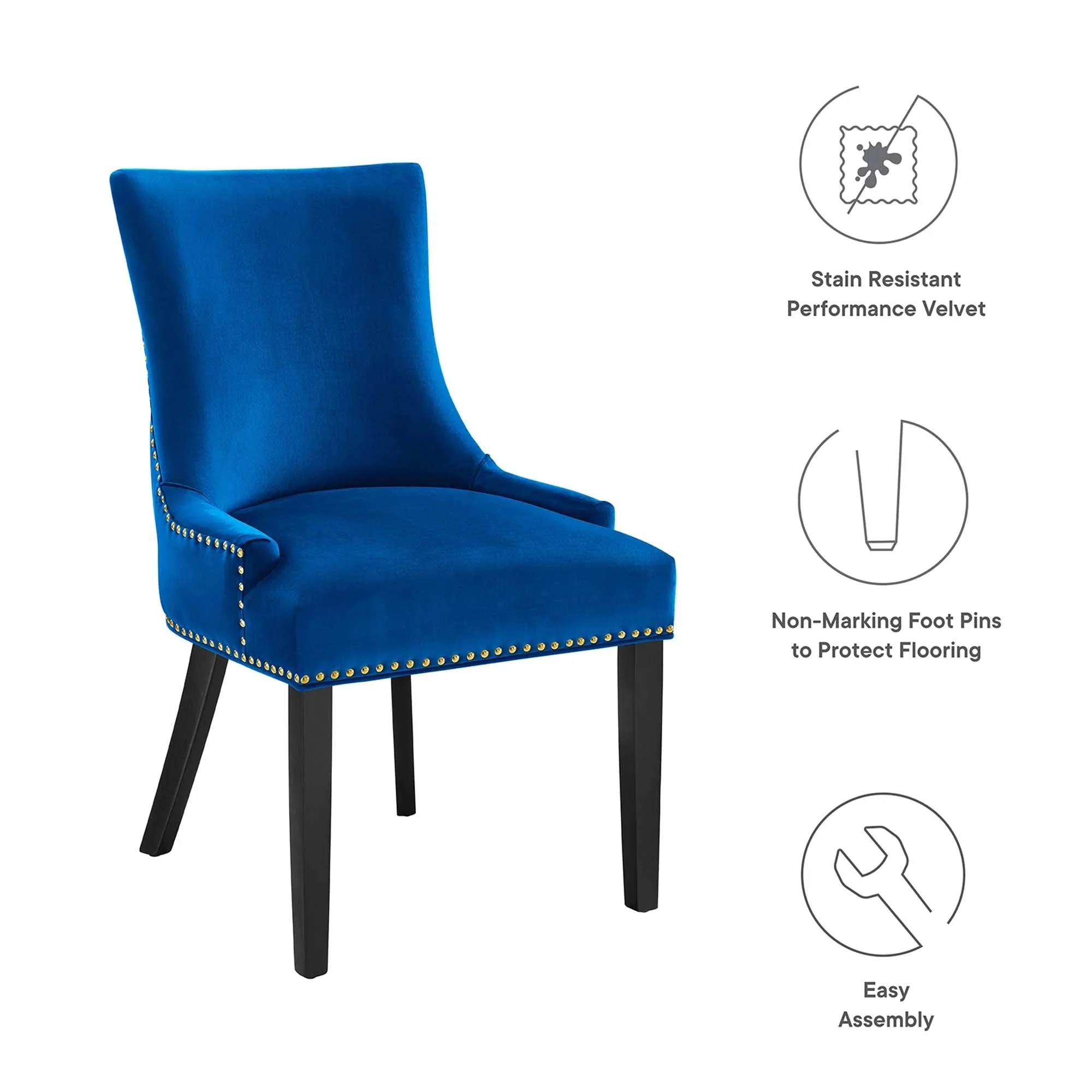 Set of 2 Hourglass Performance Velvet Dining Chairs with Nailhead Trim - Image 31