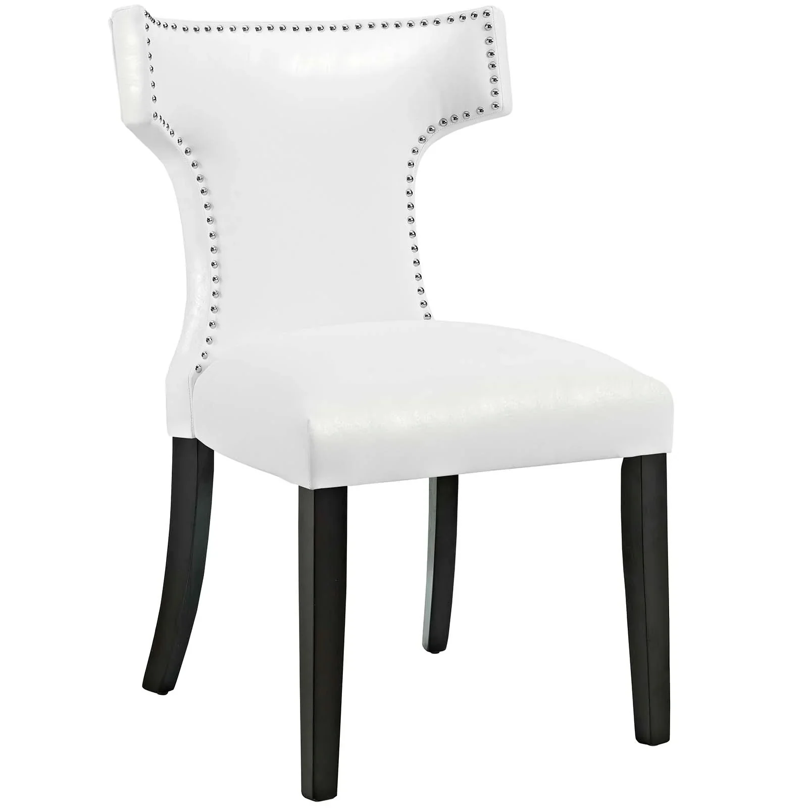 Set of 2 Hourglass Vinyl Dining Chairs with Nailhead Trim - Image 7