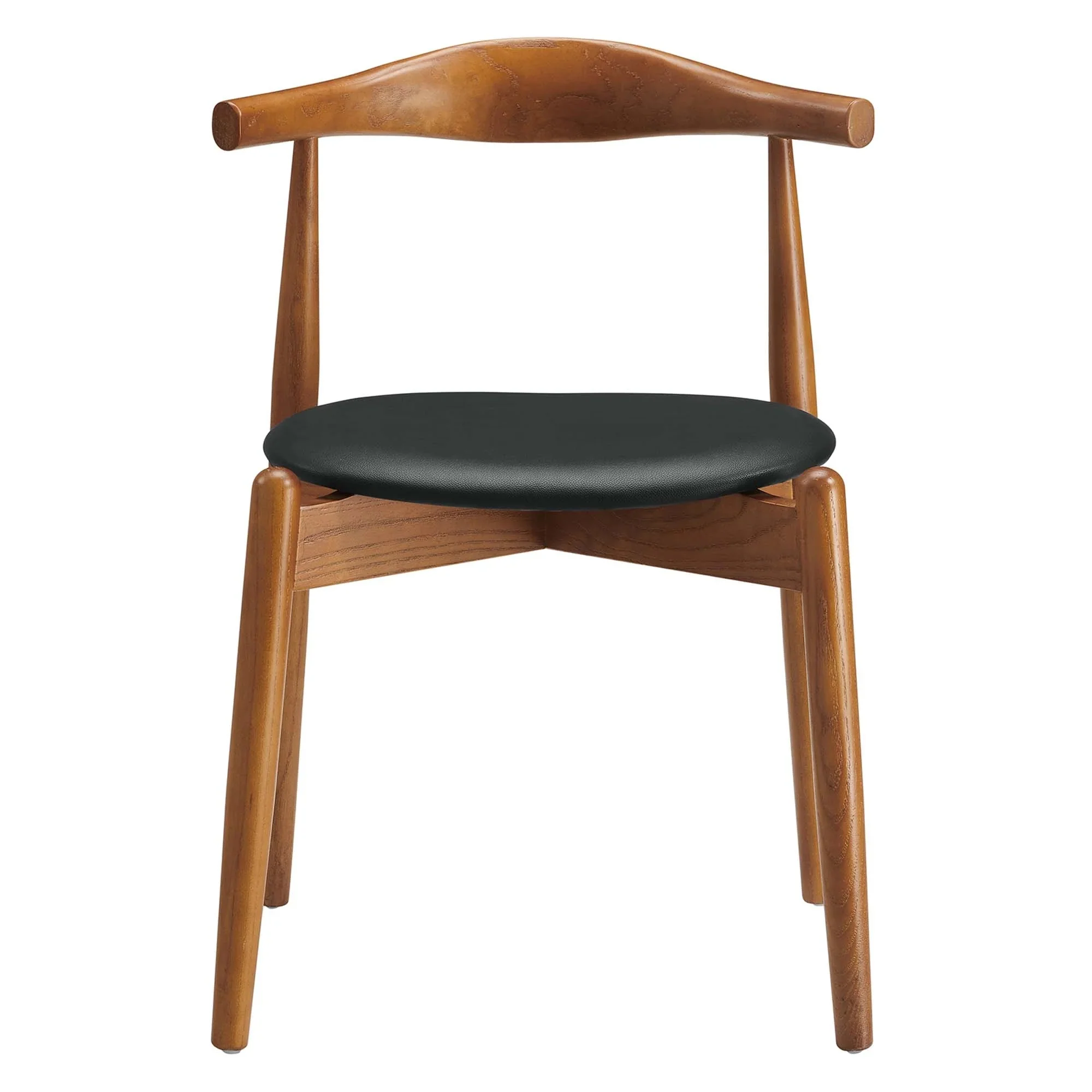 Set of 2 Natural Beech Wood Vinyl Upholstered Dining Side Chairs - Image 4