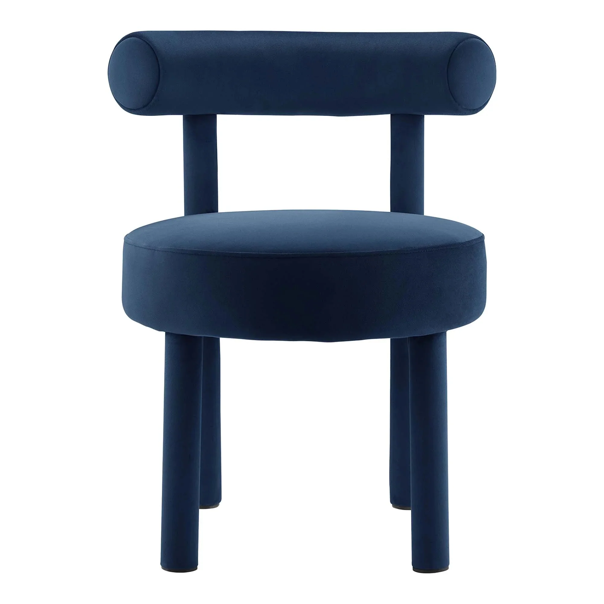 Set of 2 Performance Velvet Circular Dining Chairs with Bolster Backrest - Image 6