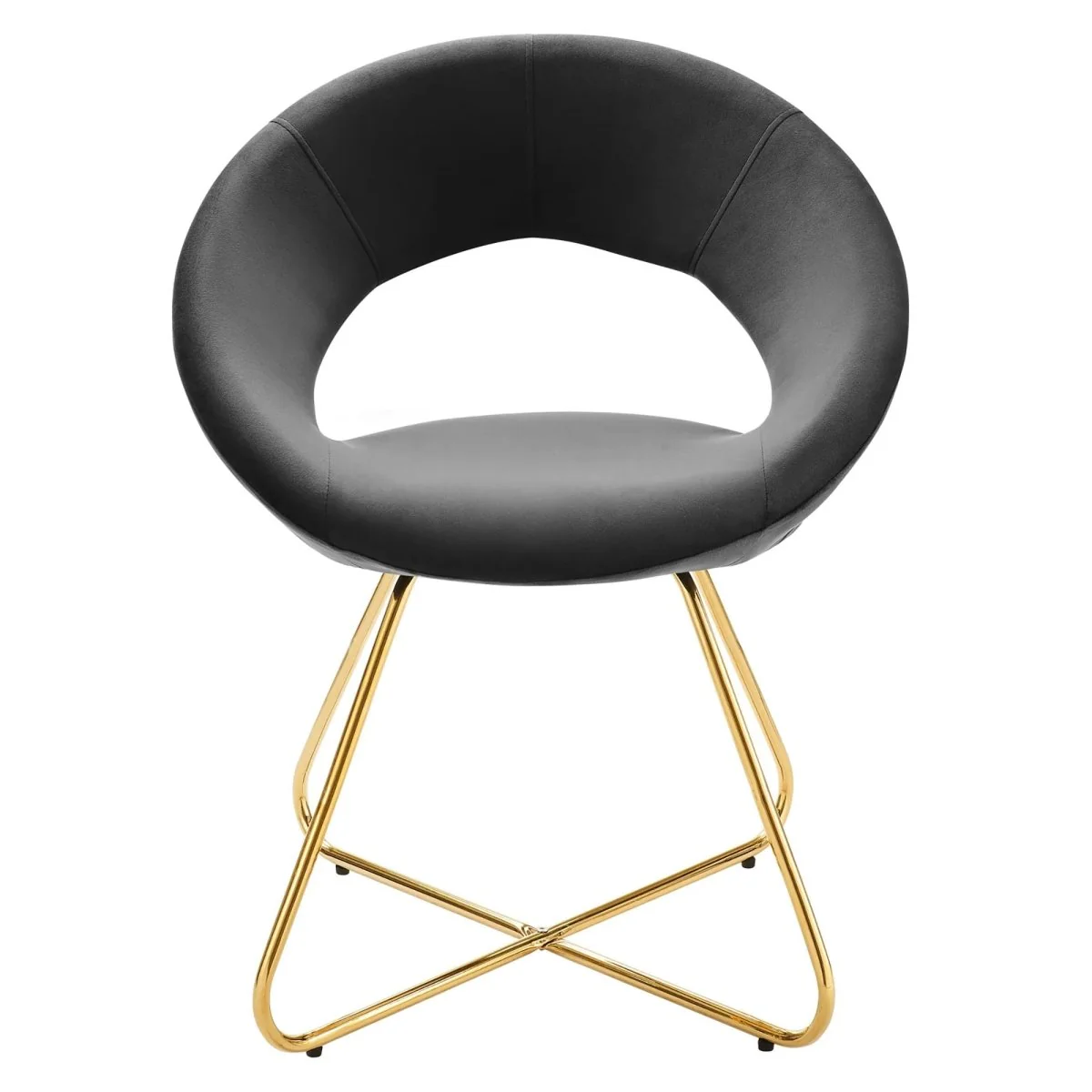 Set of 2 Performance Velvet Circular Dining Chairs with Gold Hairpin Legs - Image 13
