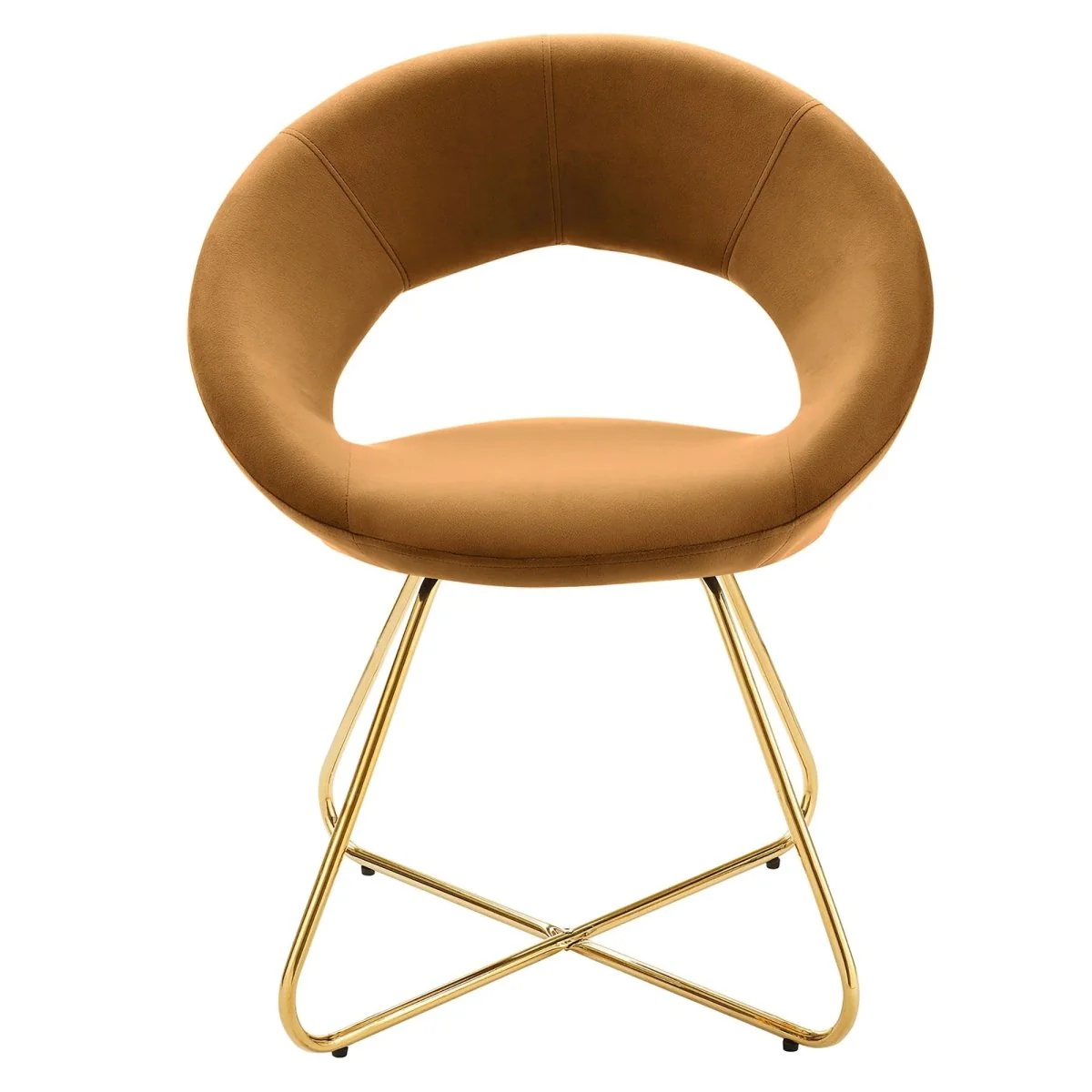 Set of 2 Performance Velvet Circular Dining Chairs with Gold Hairpin Legs - Image 19