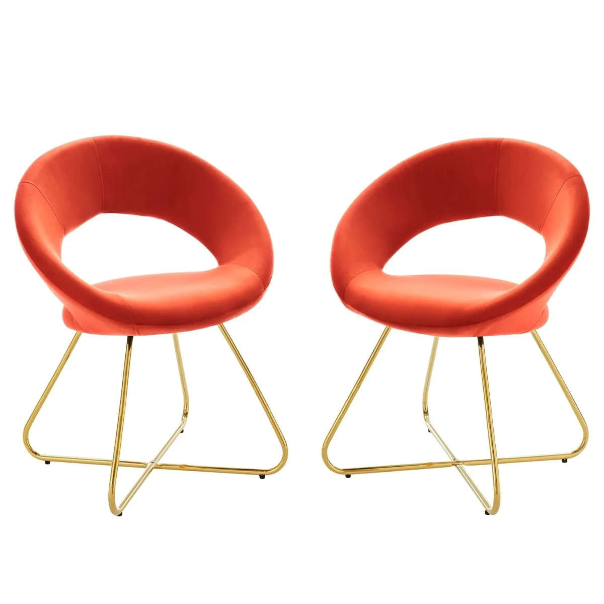 Set of 2 Performance Velvet Circular Dining Chairs with Gold Hairpin Legs - Image 26