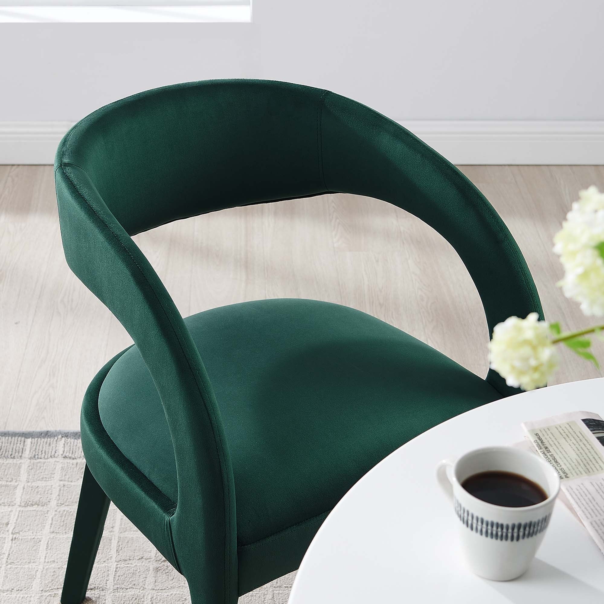 Set of 2 Performance Velvet Curved Back Dining Chairs - Image 28