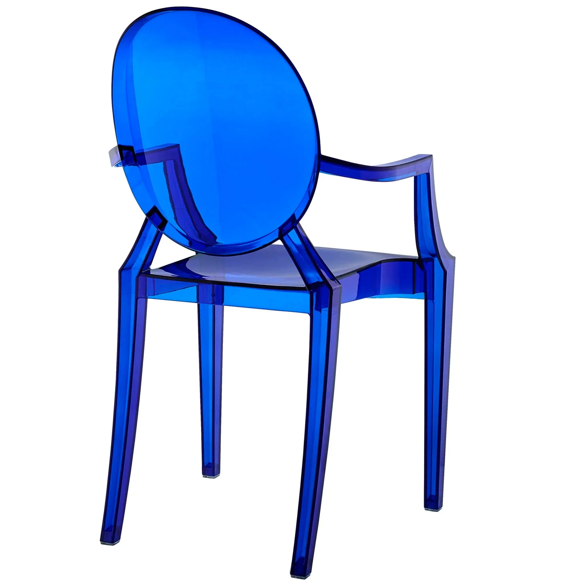 Set of 4 Blue Stackable Molded Acrylic Dining Armchairs - Image 4