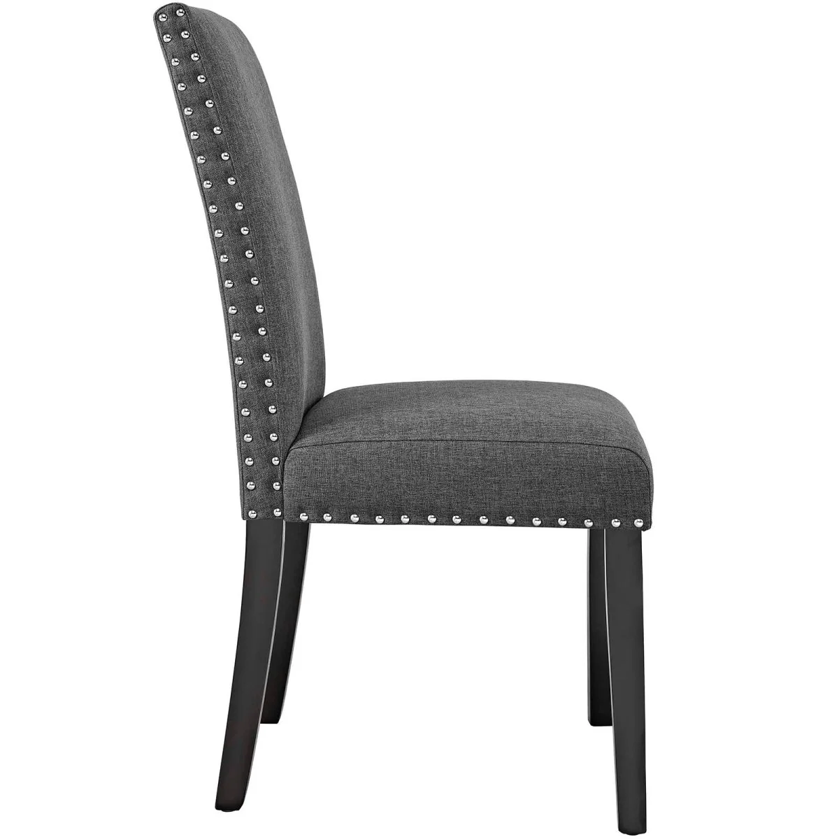 Set of 4 Fabric Upholstered Parsons Dining Chairs with Nailhead Trim - Image 3