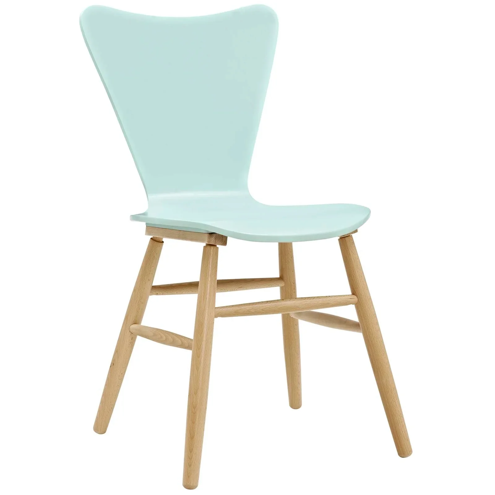 Set of 4 Light Blue Mid-Century Modern Bentwood Dining Chairs - Image 3