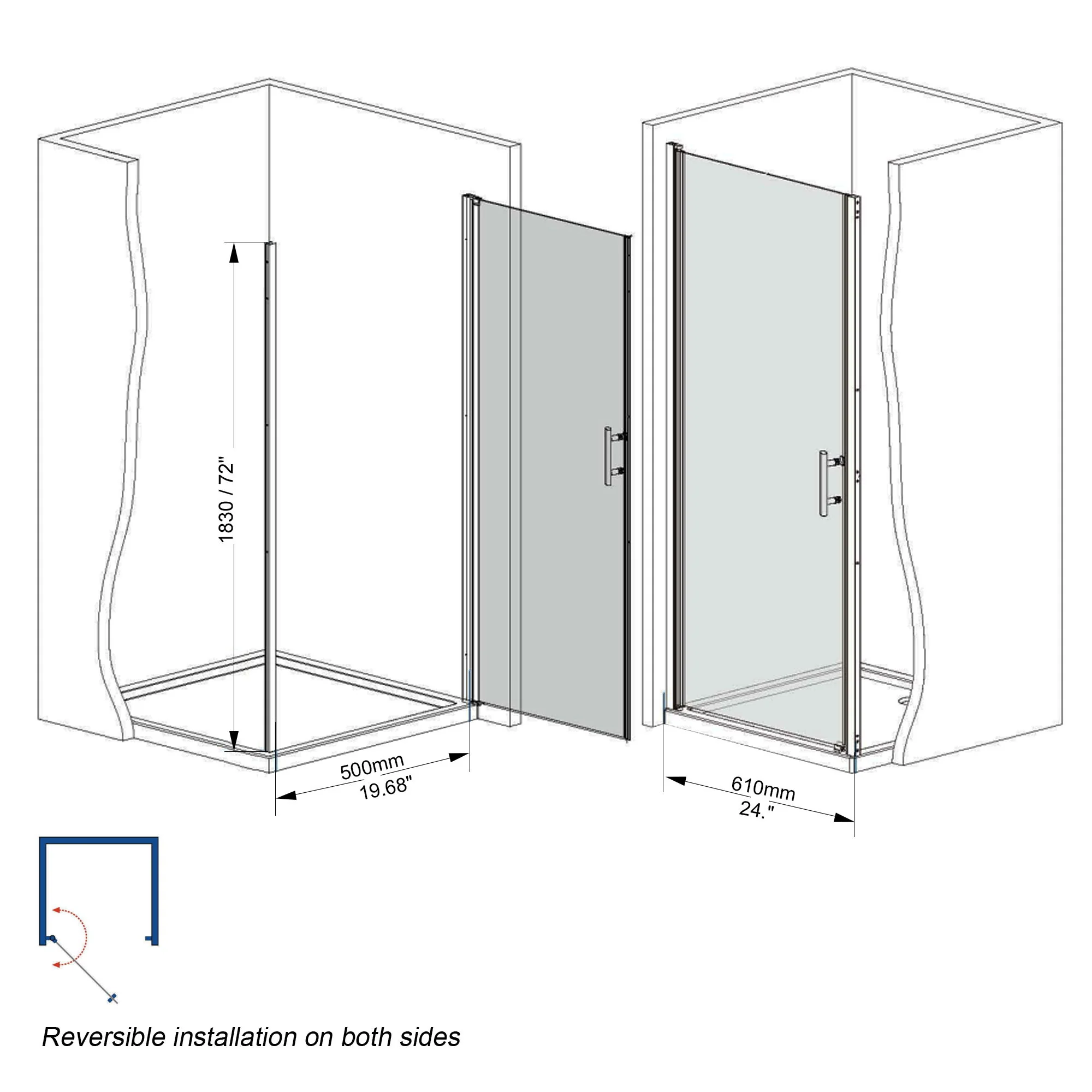 Shower Door With Glass And Explosion Proof Safety Film - Image 25