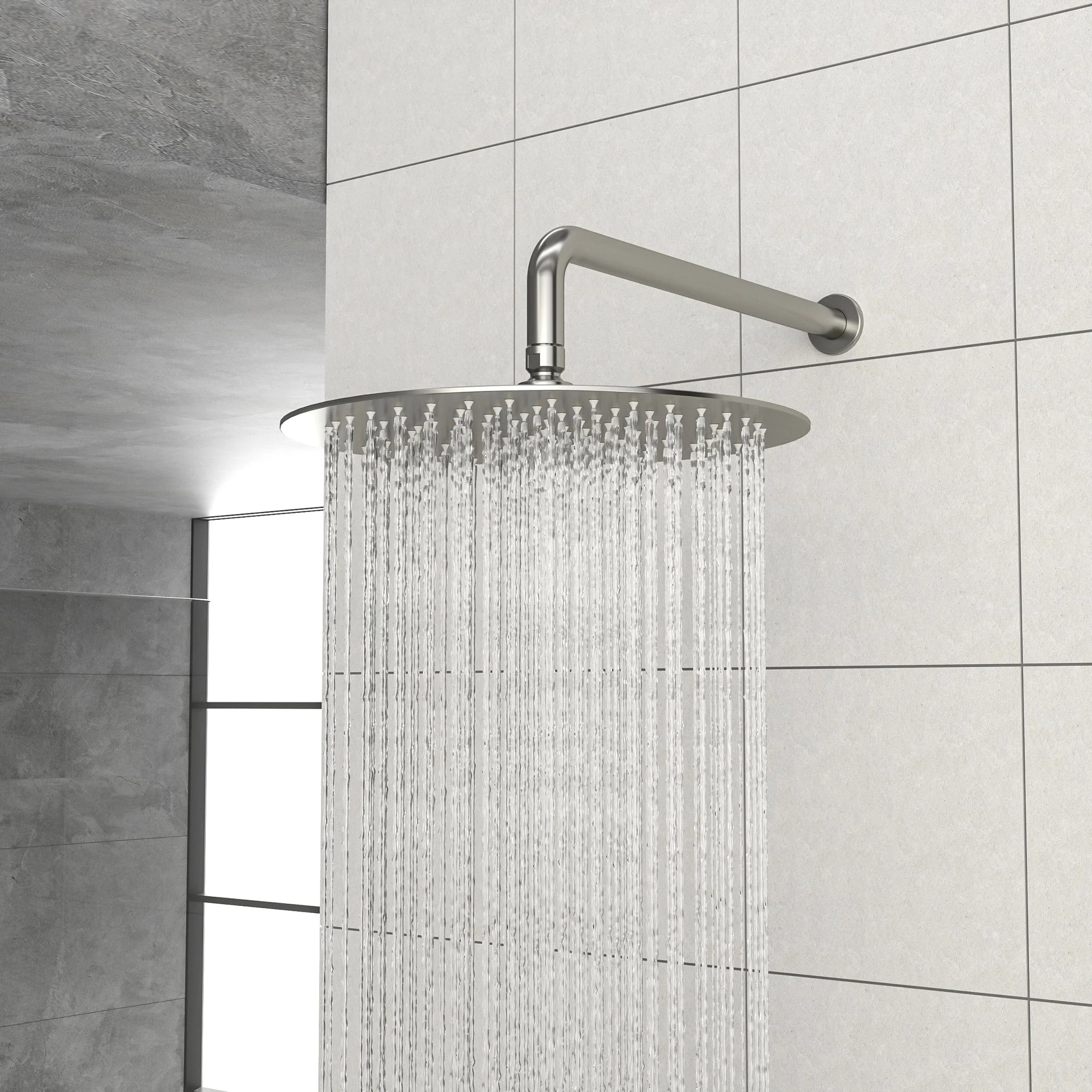 Shower Faucet Set With 10" Rainfall Shower Head And Valve - Brushed Nickel - Image 6