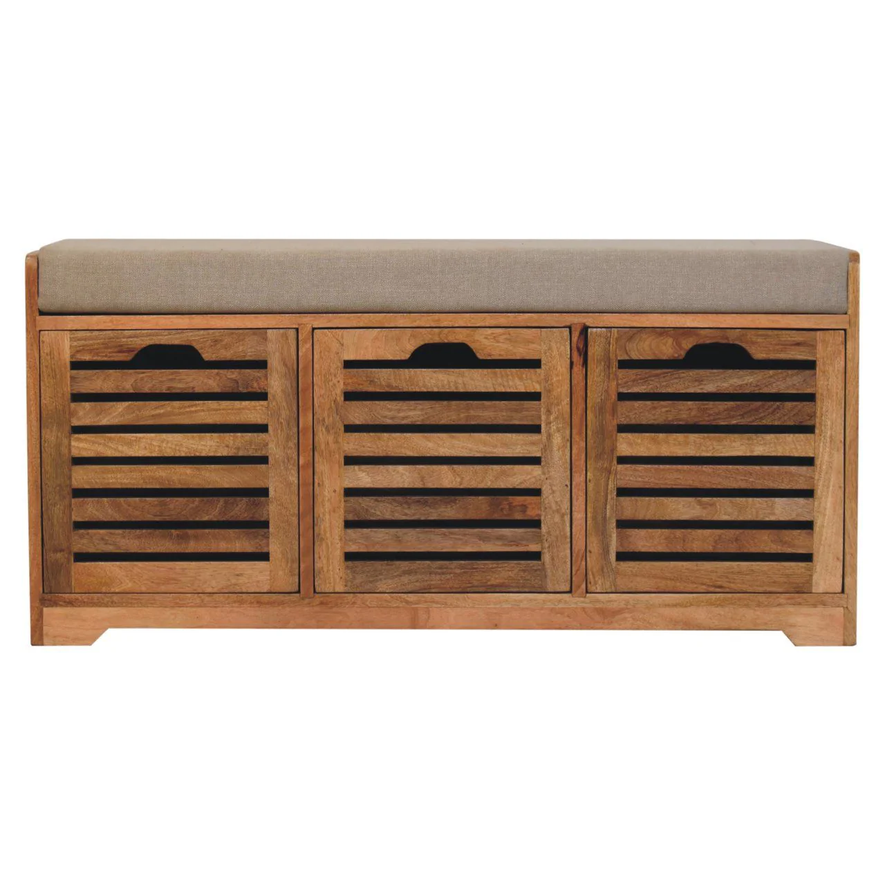 Shutter Shoe Bench, 3 Drawer - Oak - Image 2