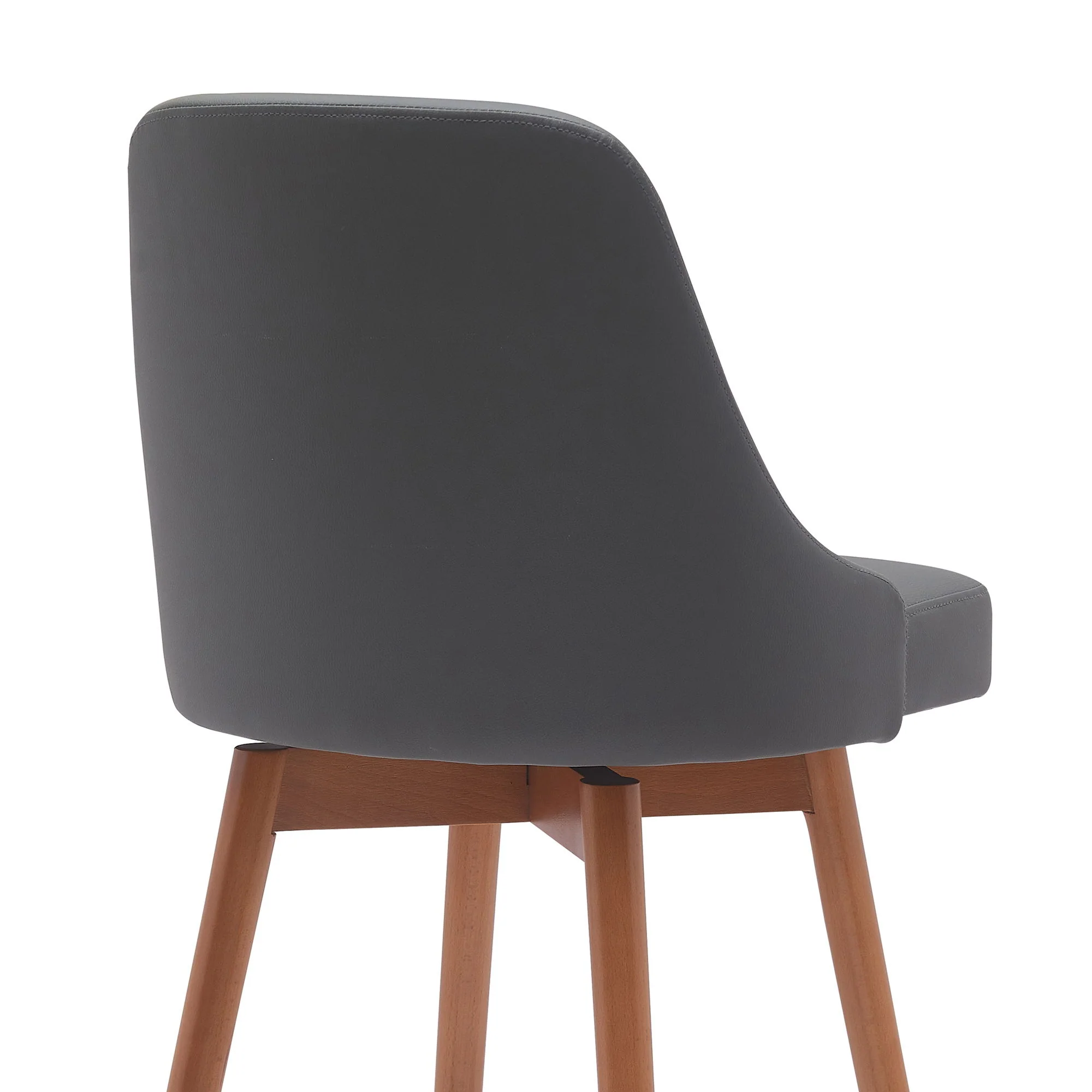 Sicily - Swivel Walnut Wood Faux Leather Stool - Image 16
