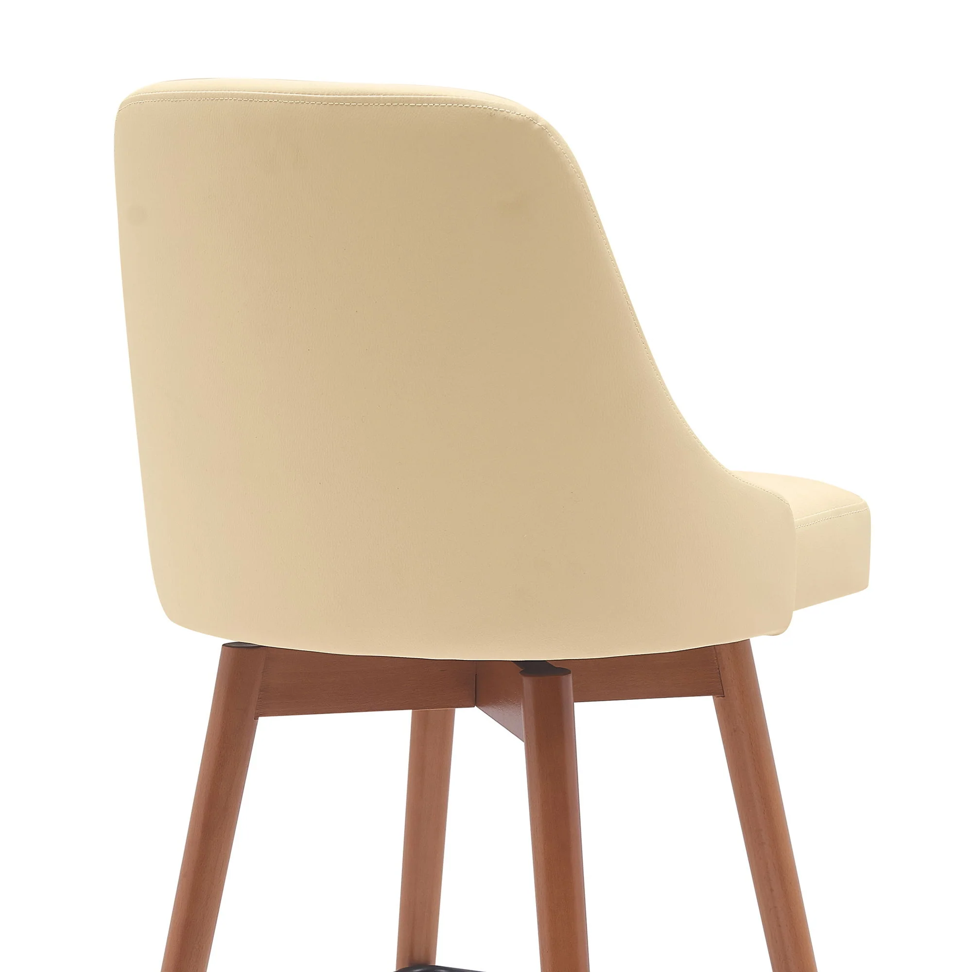 Sicily - Swivel Walnut Wood Faux Leather Stool - Image 28