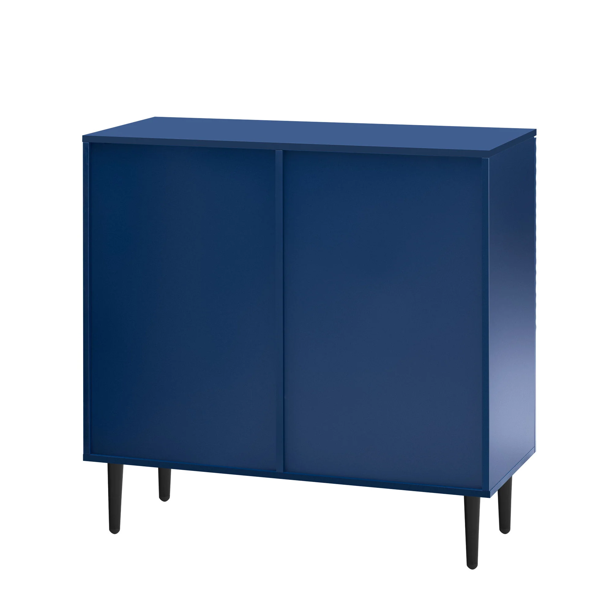 Side Cabinet With Adjustable Shelves And Geometric Door Panels - Navy Blue - Image 4