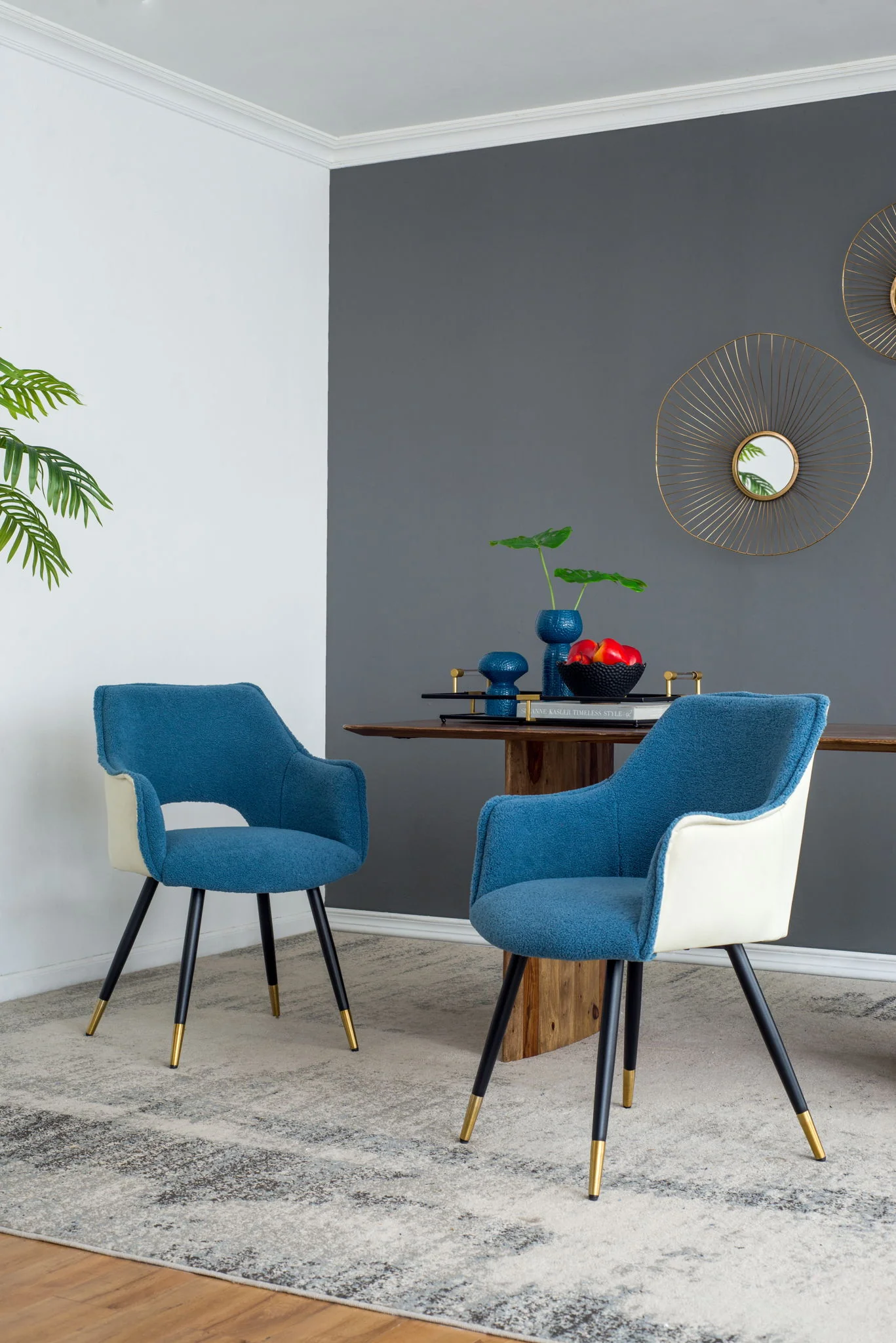 Side Chair, Living Room Bedroom Kitchen Vanity Accent Chair (Set of 2) - Blue - Image 4