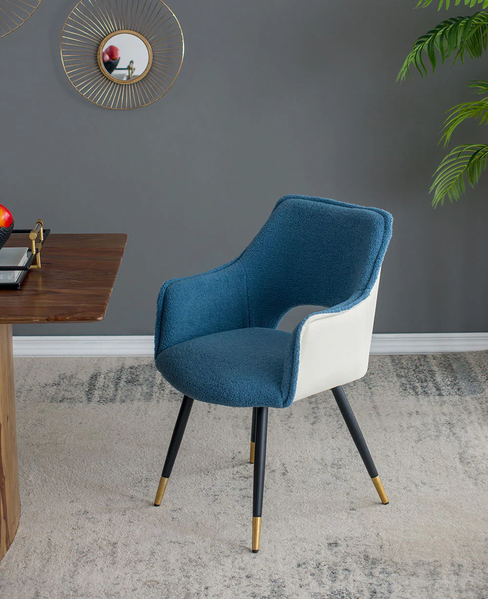 Side Chair, Living Room Bedroom Kitchen Vanity Accent Chair (Set of 2) - Blue - Image 7