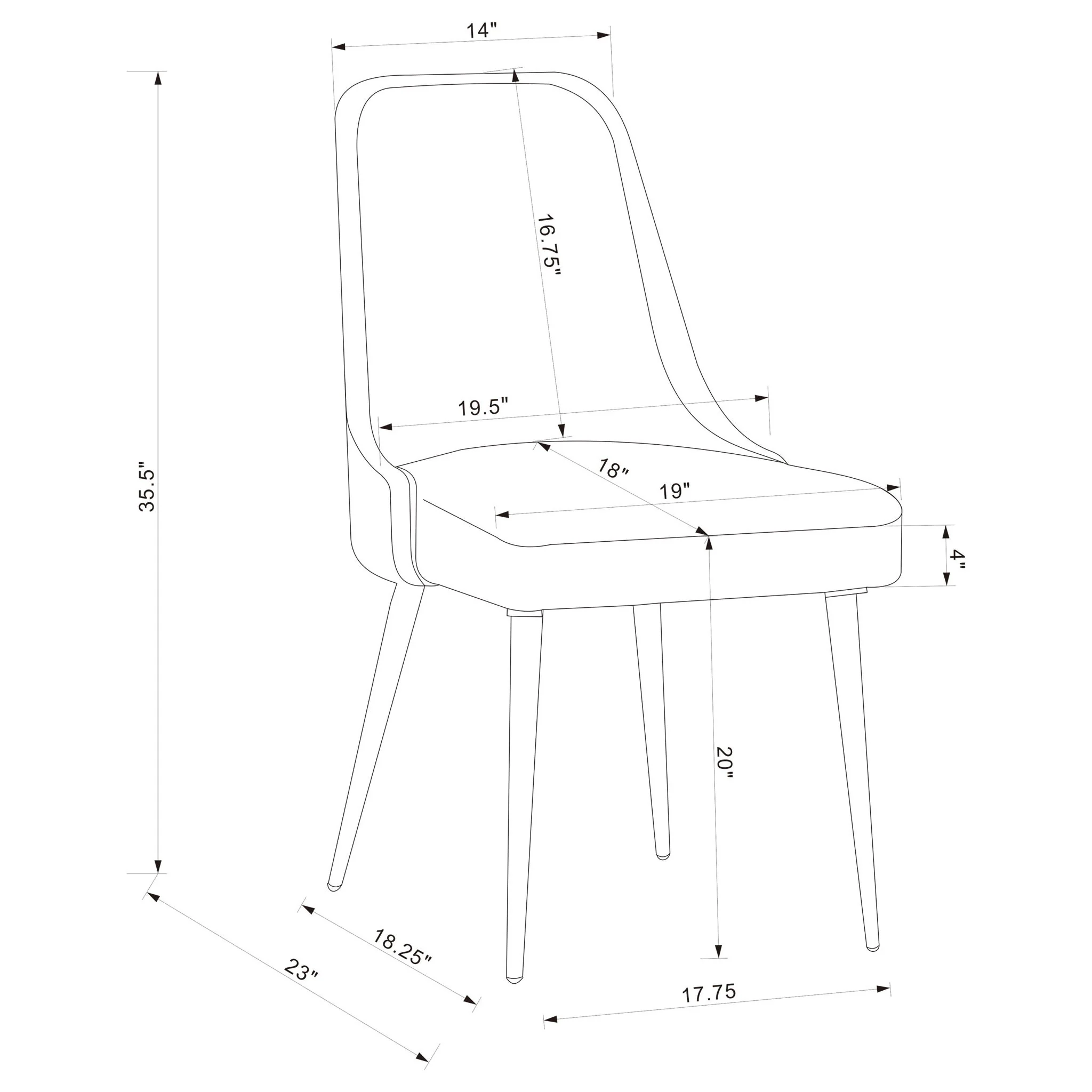Side Chairs Upholstered With Tapered Legs (Set of 2) - Gray - Image 3