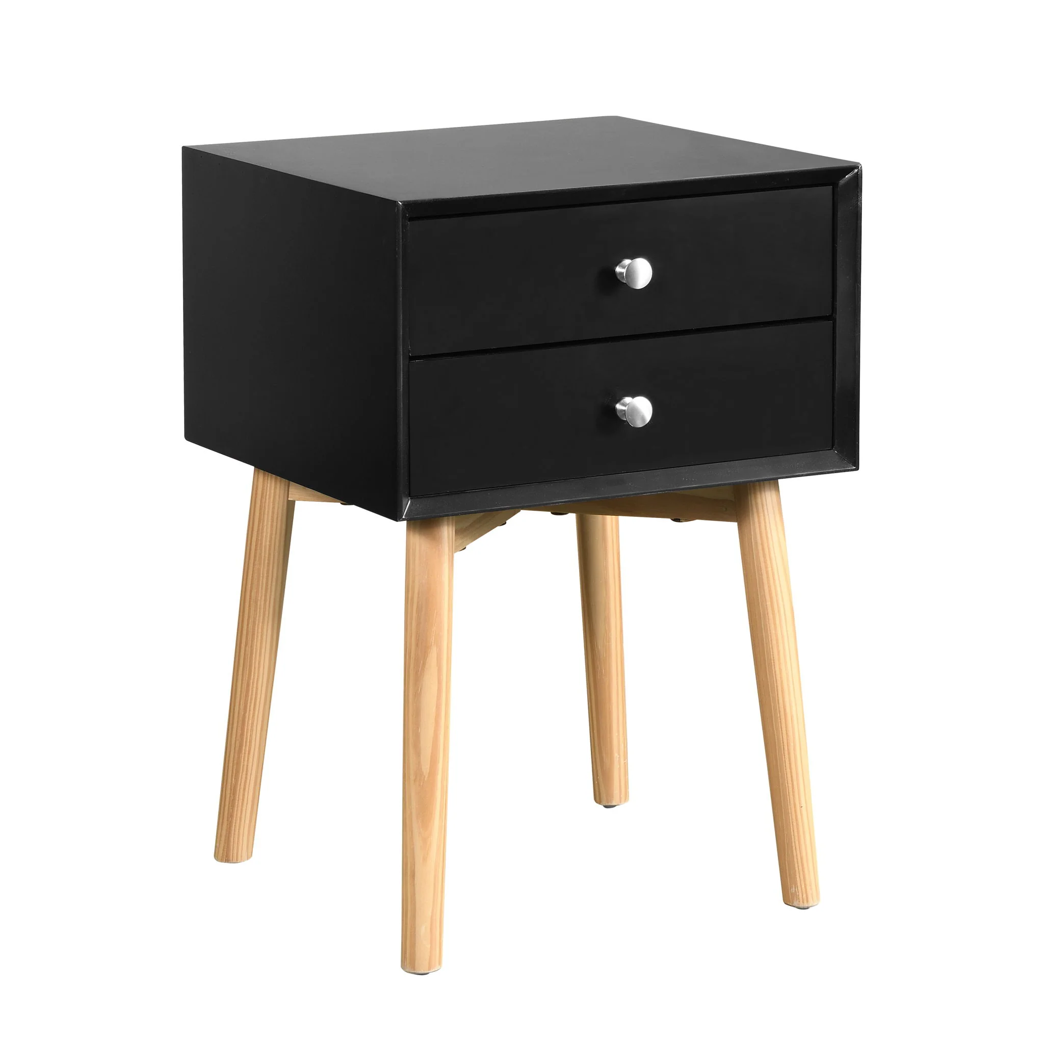 Side Table With 2 Drawer, Mid-Century Modern Storage Cabinet For Bedroom - Image 4