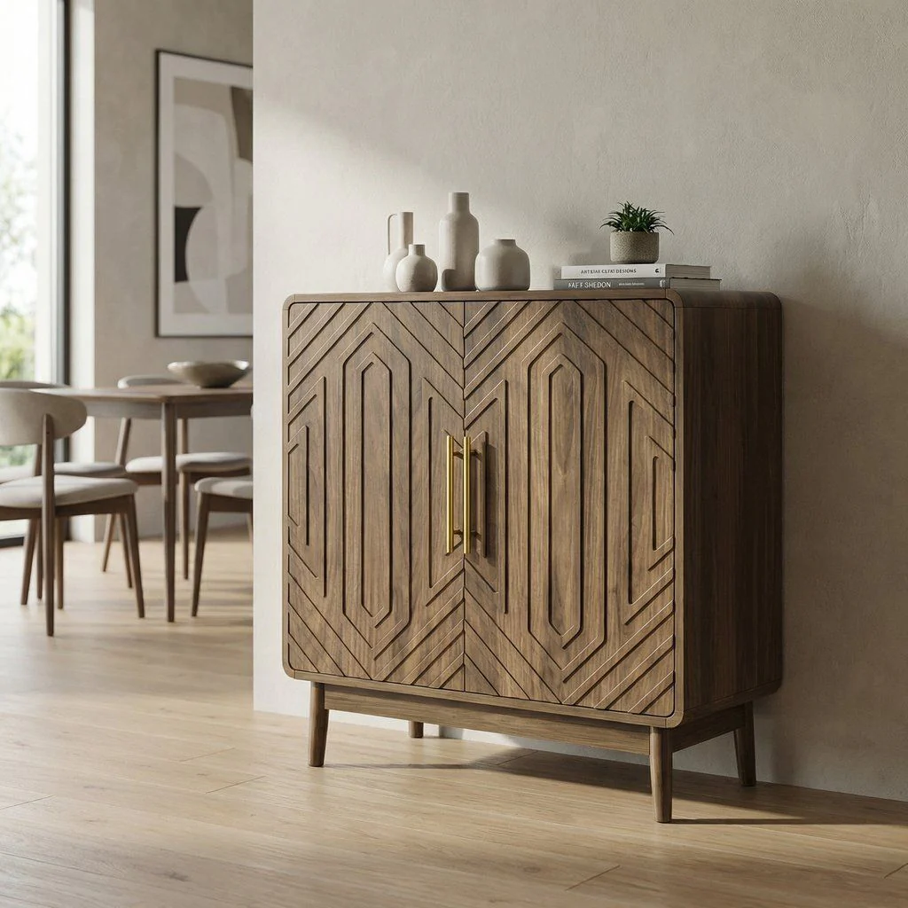 Sideboard Buffet Cabinet Dining Room Storage Credenza Wood Dark Brown - Image 2