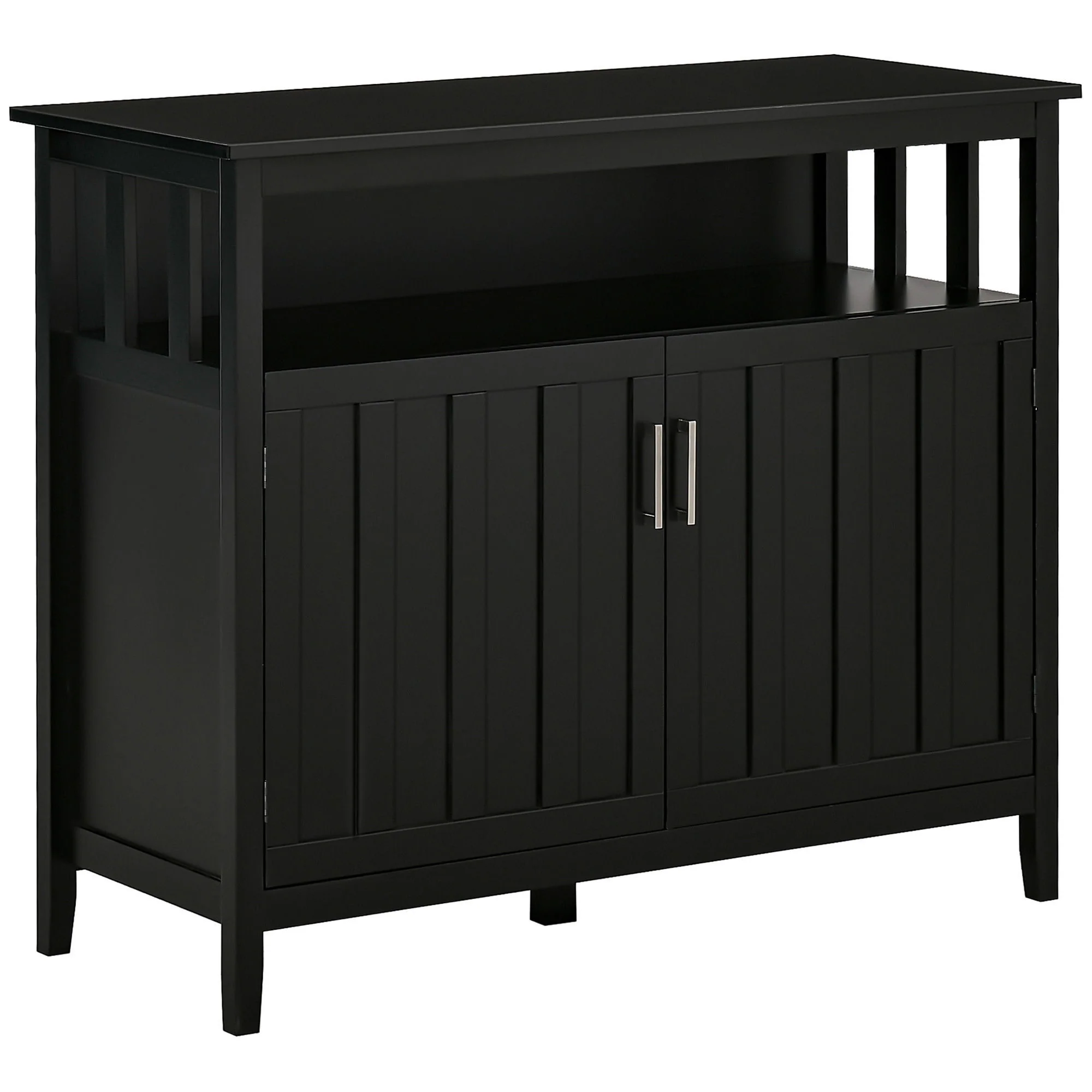 Sideboard Buffet Cabinet Kitchen Storage Unit Wood 42x36in Black - Image 8