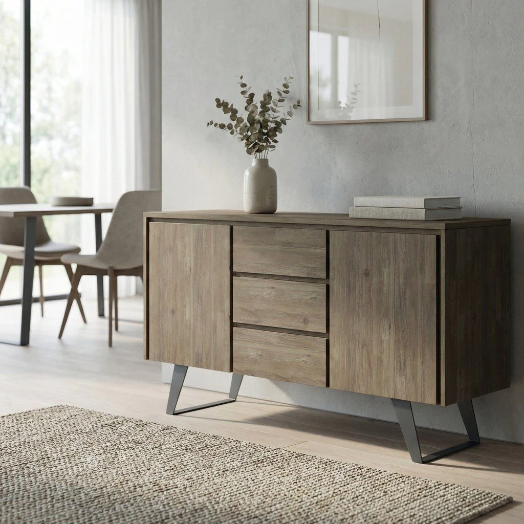 Sideboard Buffet Dining Cabinet Industrial Wood Storage 60x30in