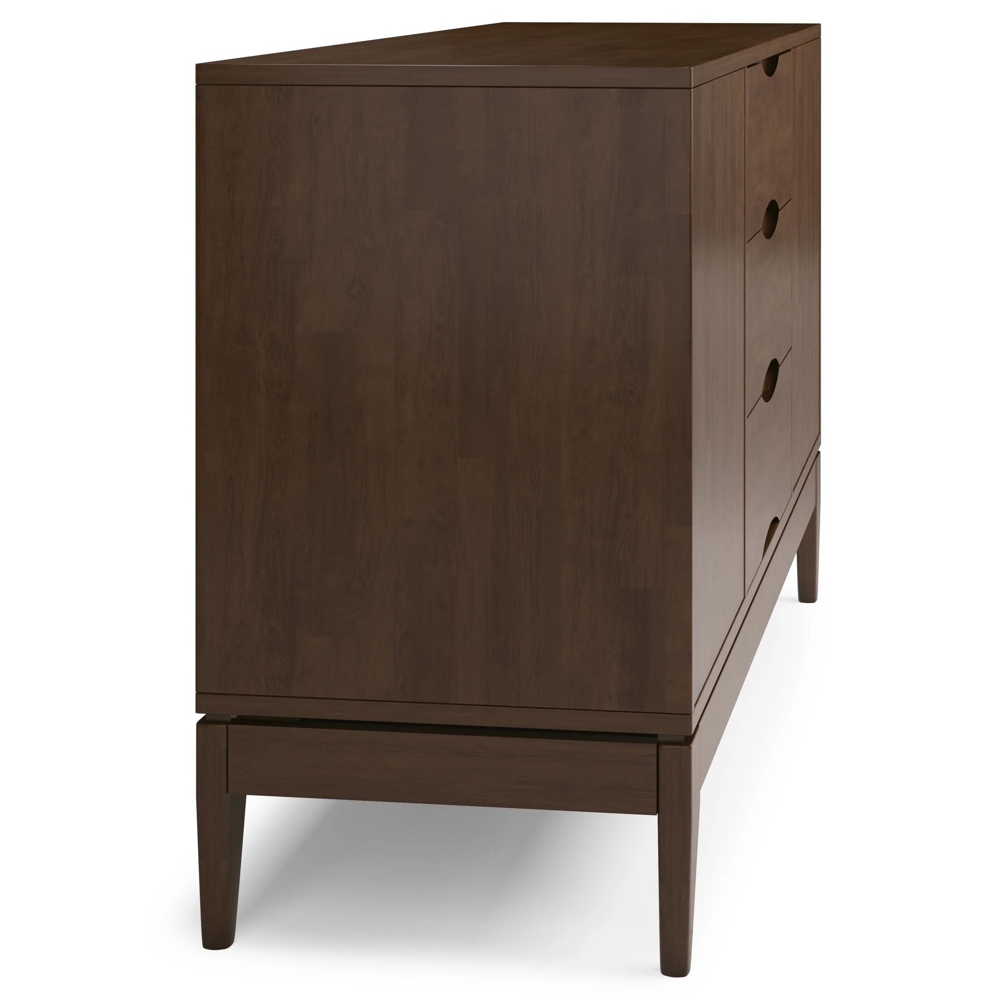 Sideboard Buffet Storage Cabinet Mid Century Solid Rubberwood 60x30in Dark Brown - Image 2