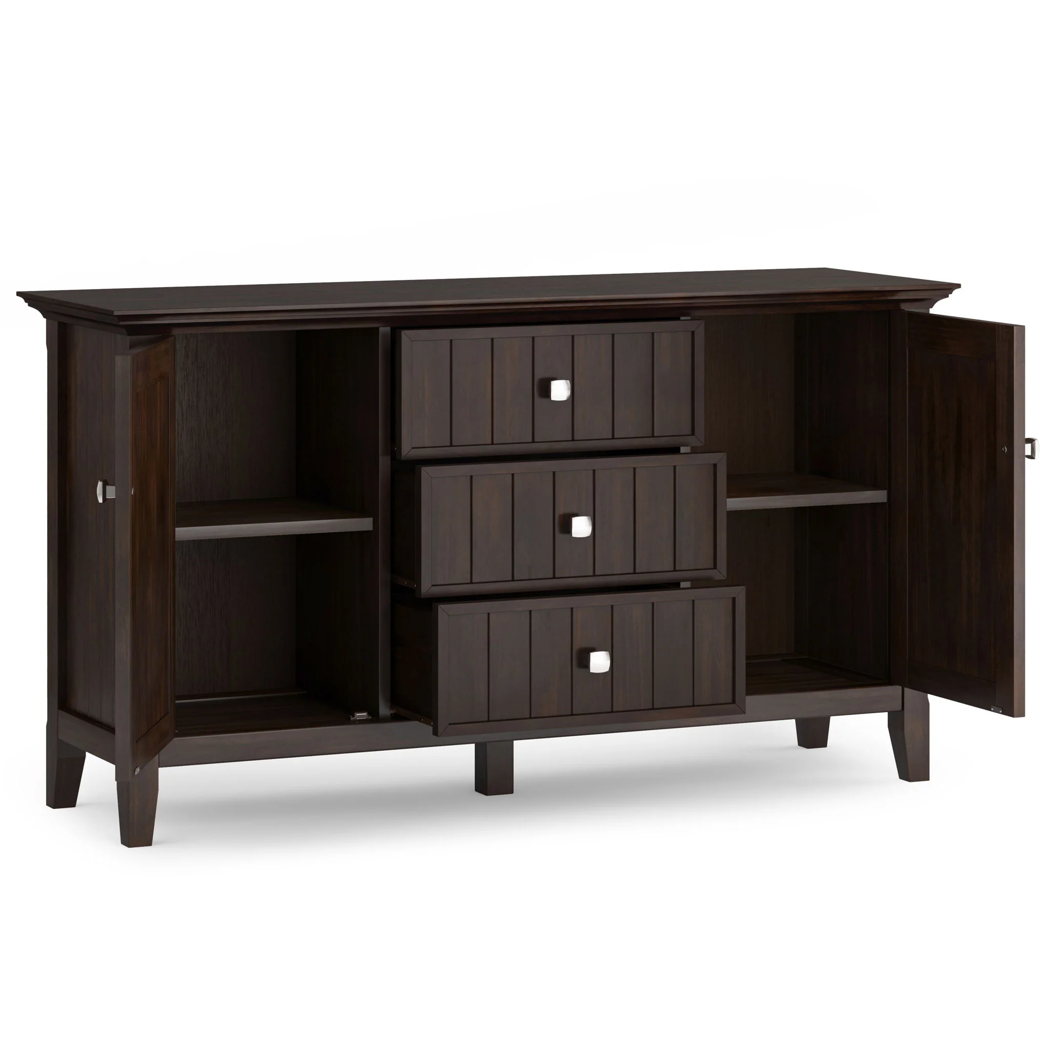 Sideboard Buffet Storage Cabinet with Drawers in Wood 54x30in Dark Brown - Image 3