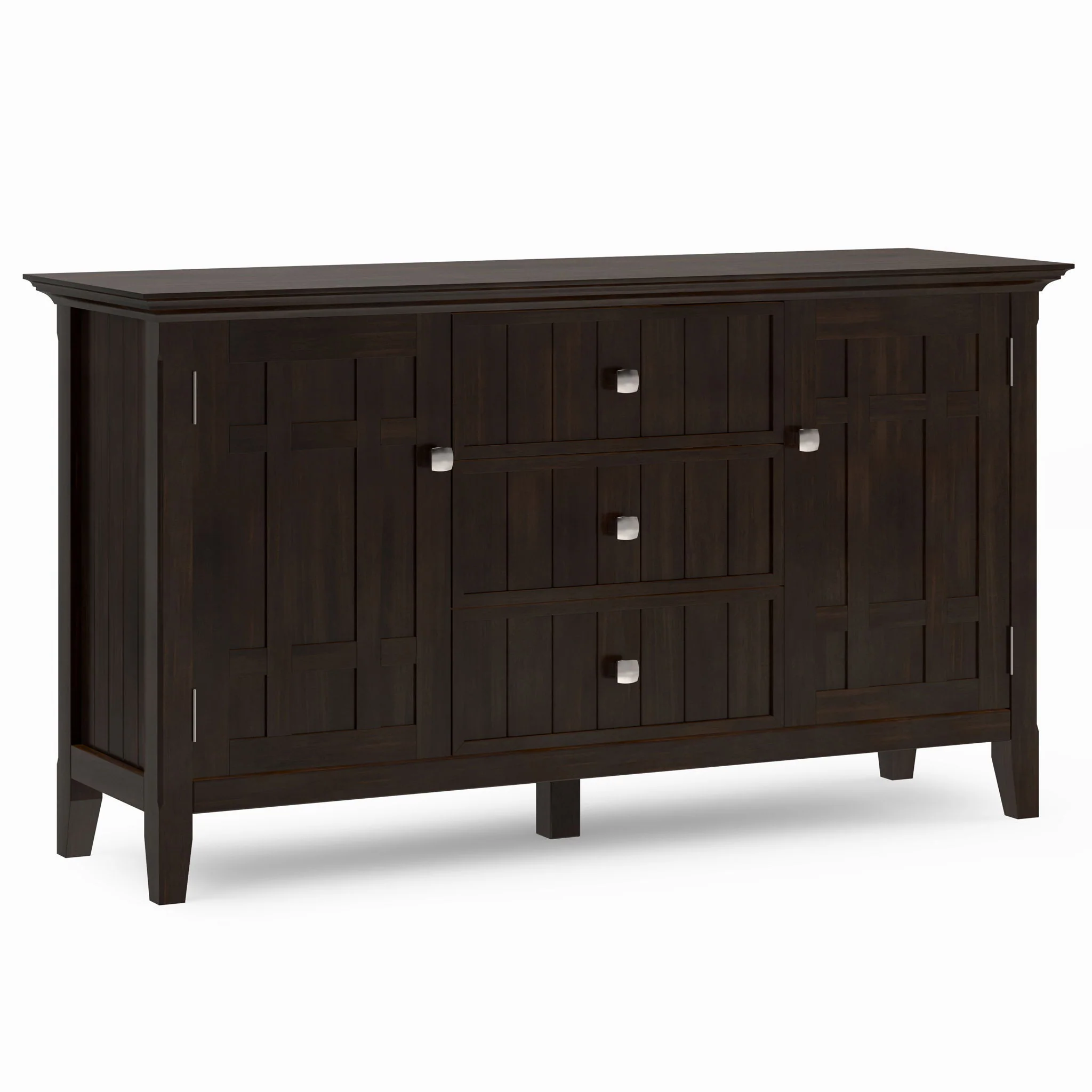 Sideboard Buffet Storage Cabinet with Drawers in Wood 54x30in Dark Brown - Image 7