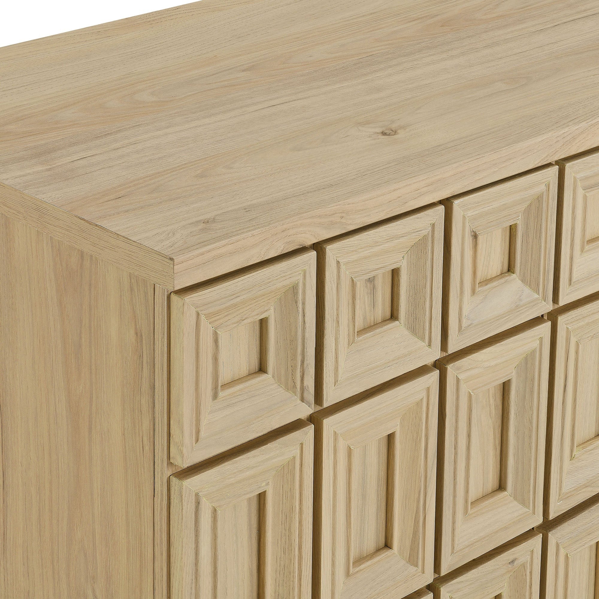 Sideboard Buffet Storage Credenza Cabinet Geometric Grid MDF 62 Inch - Image 16