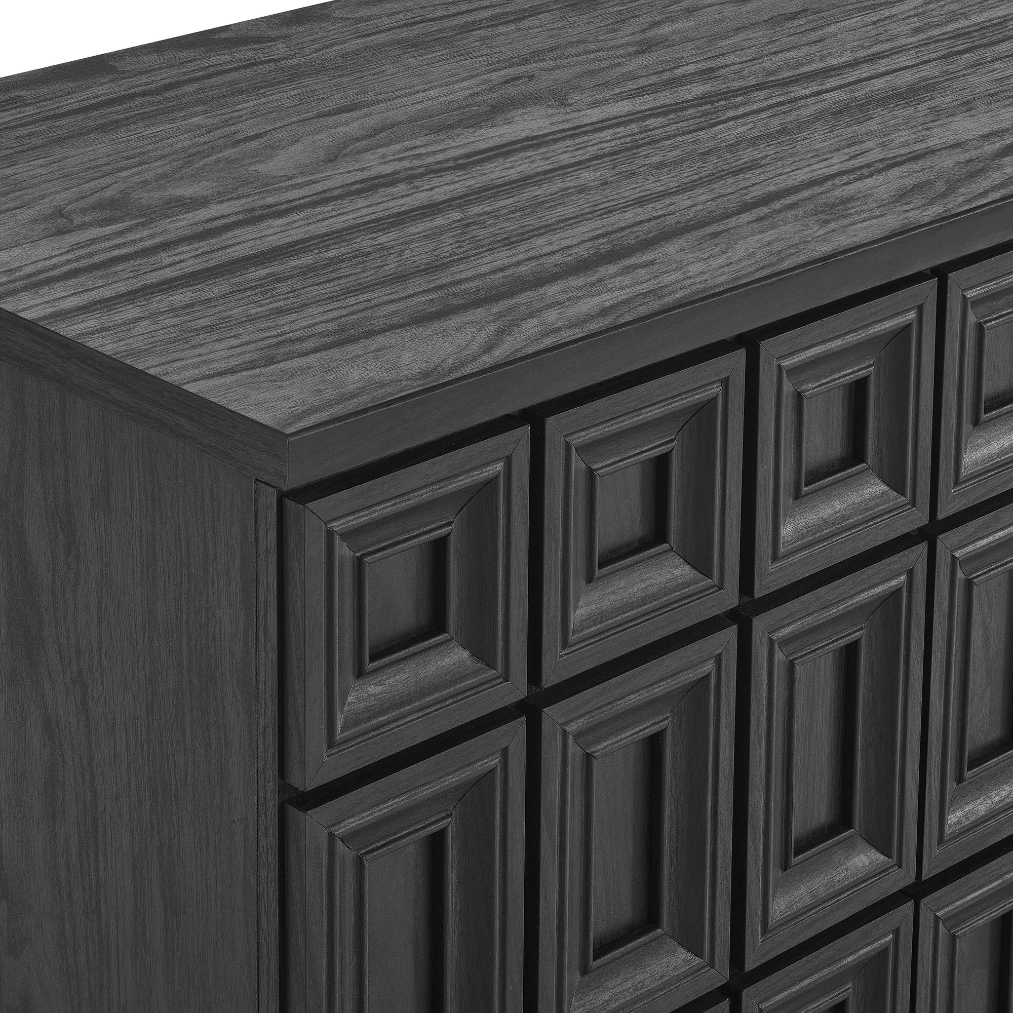 Sideboard Buffet Storage Credenza Cabinet Geometric Grid MDF 62 Inch - Image 8