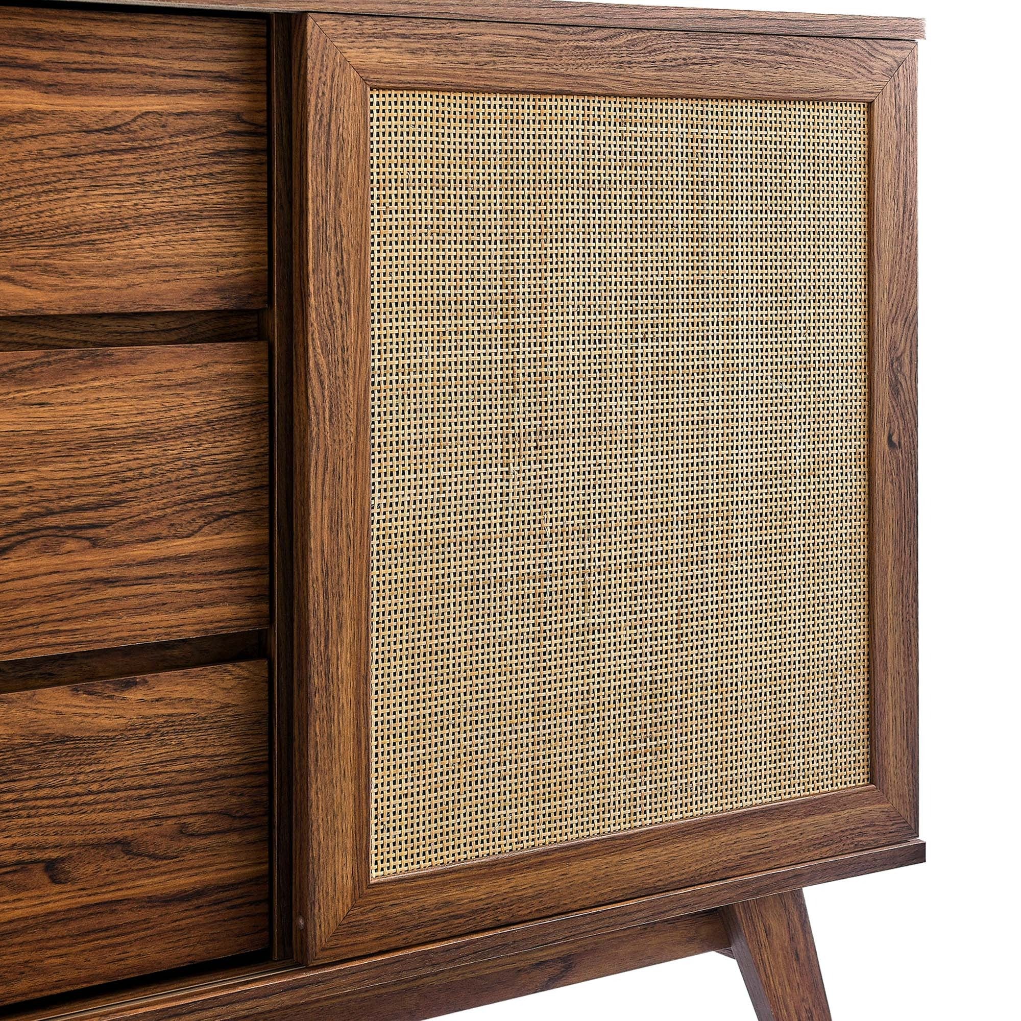 Sideboard Buffet Storage Credenza Cabinet Rattan Sliding Door MDF 59 Inch - Image 11