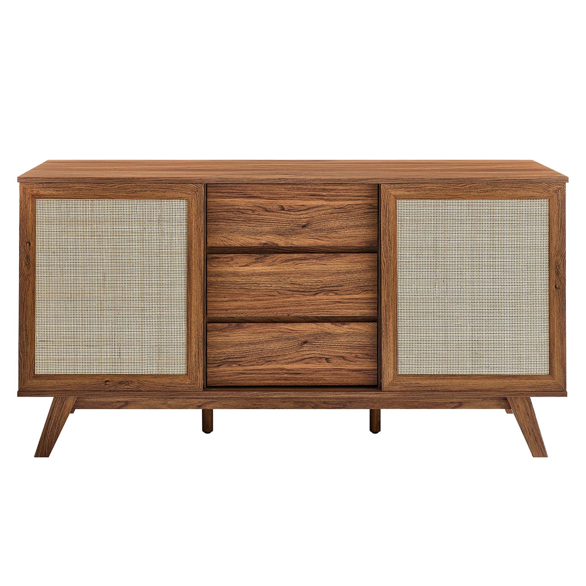 Sideboard Buffet Storage Credenza Cabinet Rattan Sliding Door MDF 59 Inch - Image 9