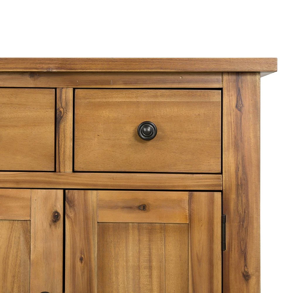 Sideboard Storage Cabinet Farmhouse Style Wood 55x32in Light Brown - Image 5