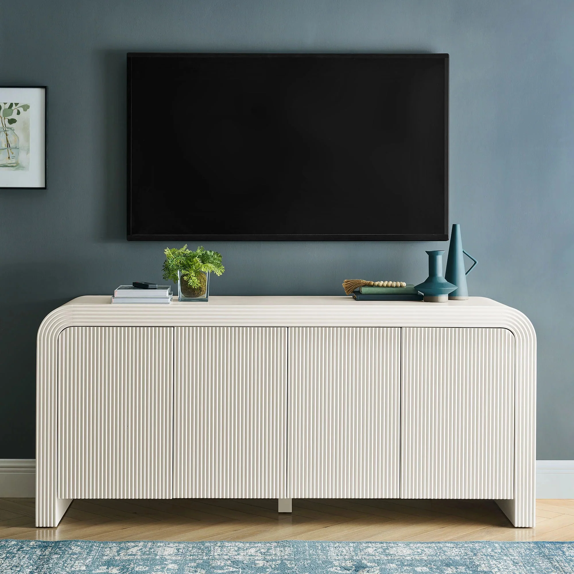 Sideboard Storage Cabinet Fluted Door Push Open Shelf 70 Inch - Image 5