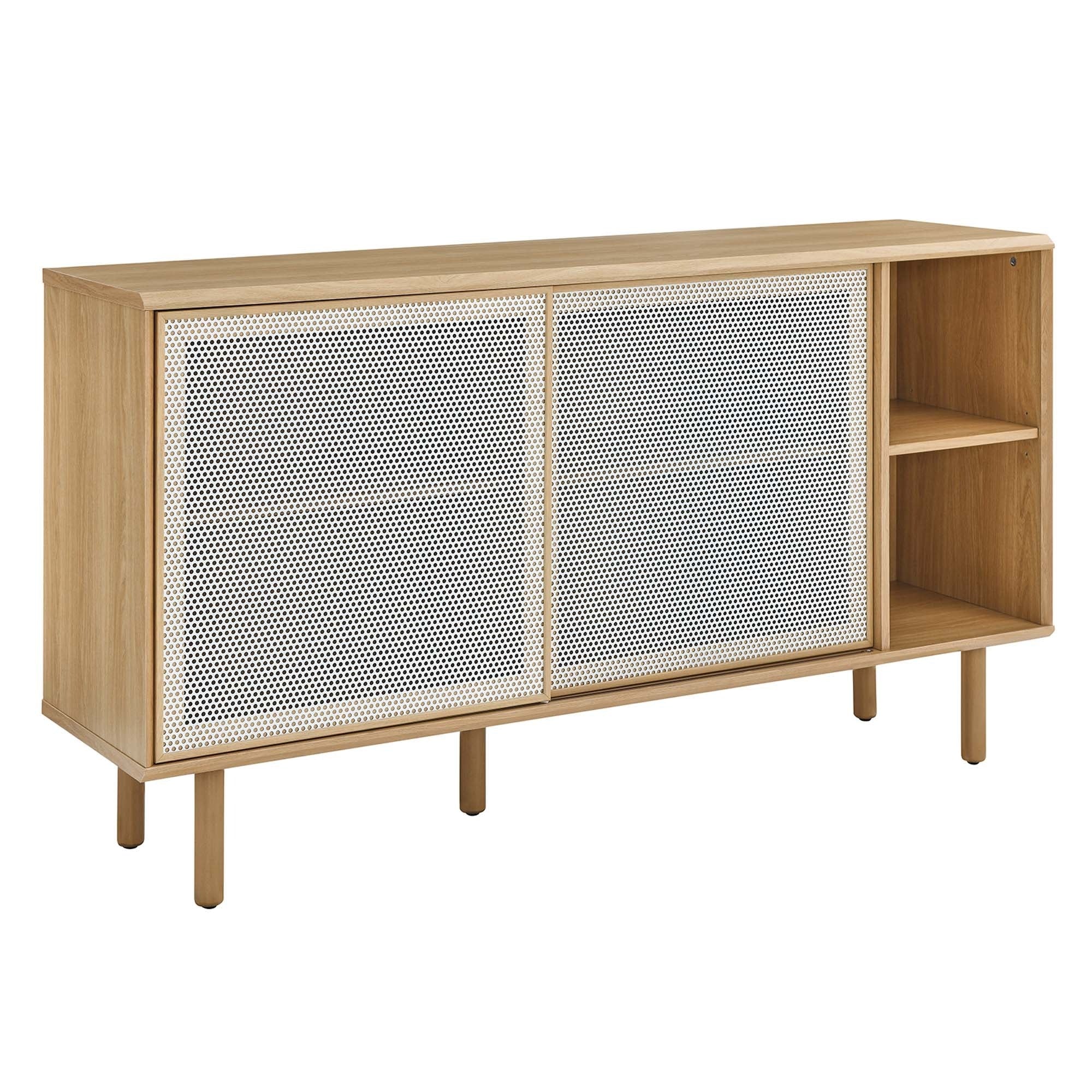 Sideboard Storage Cabinet Metal Mesh Sliding Door MDF 59 Inch - Image 11