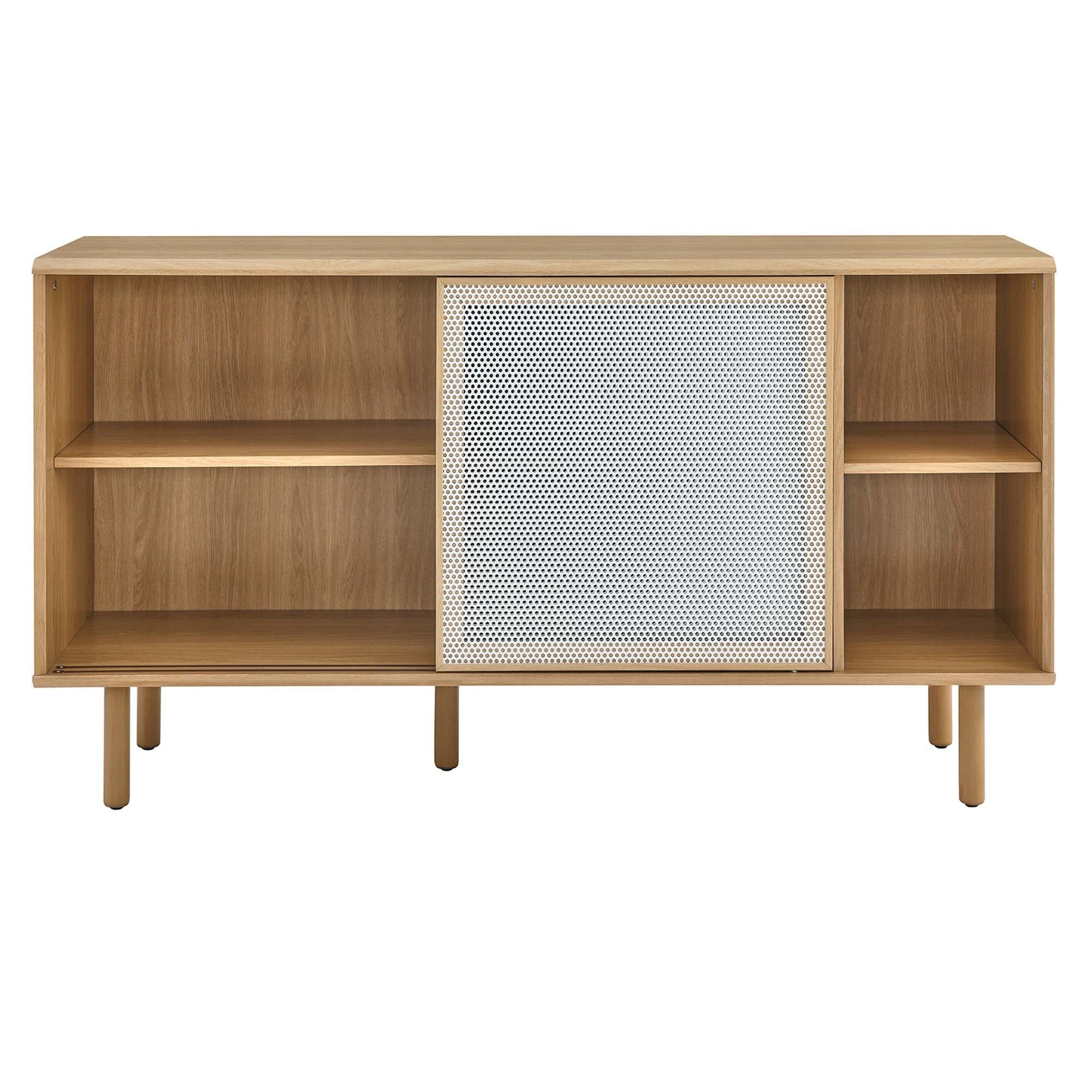 Sideboard Storage Cabinet Metal Mesh Sliding Door MDF 59 Inch - Image 18