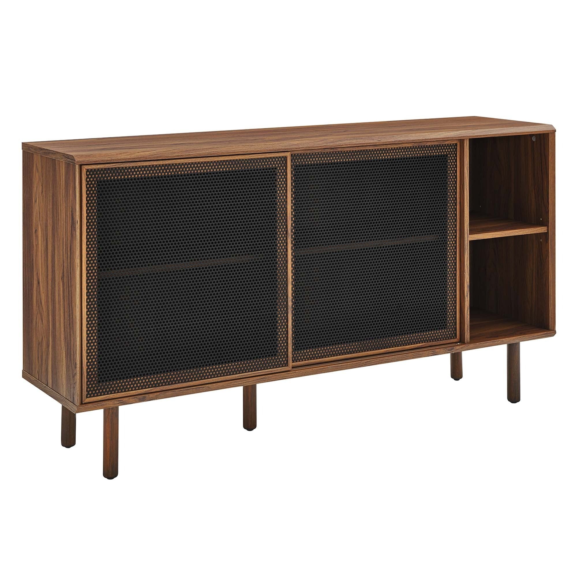 Sideboard Storage Cabinet Metal Mesh Sliding Door MDF 59 Inch - Image 21
