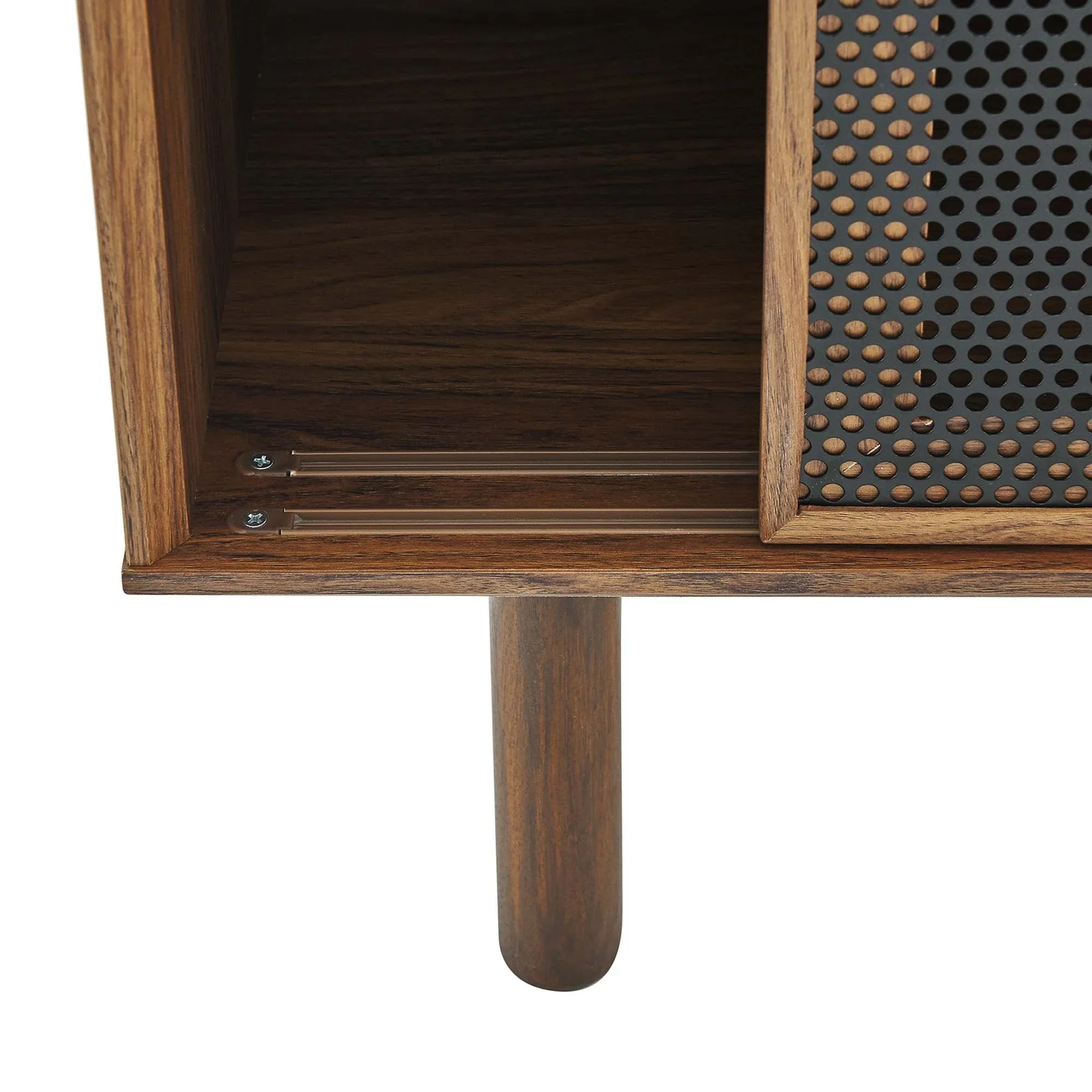 Sideboard Storage Cabinet Metal Mesh Sliding Door MDF 59 Inch - Image 30