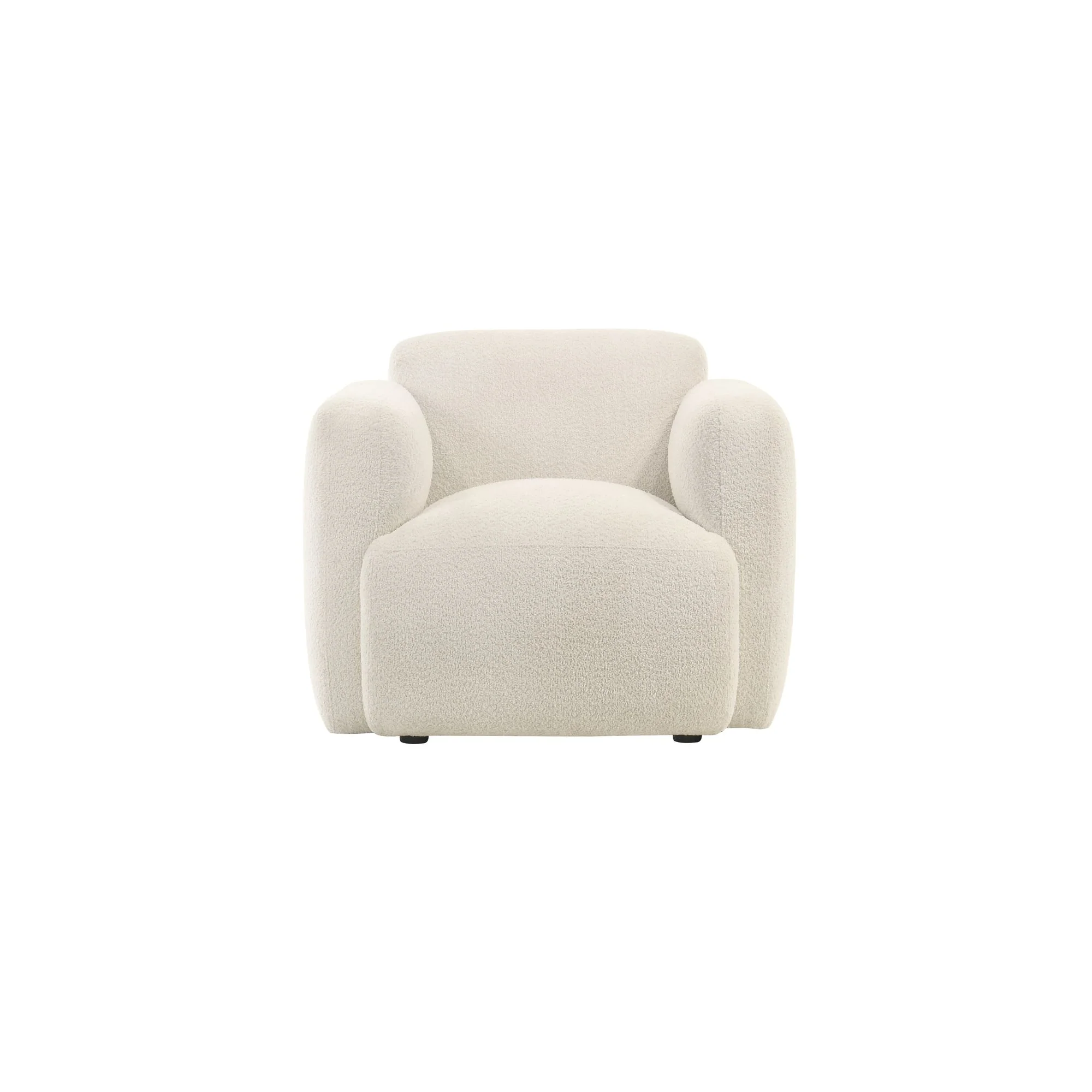 Sierra - Boucle Fabric Accent Chair With Rounded Arms - Ivory