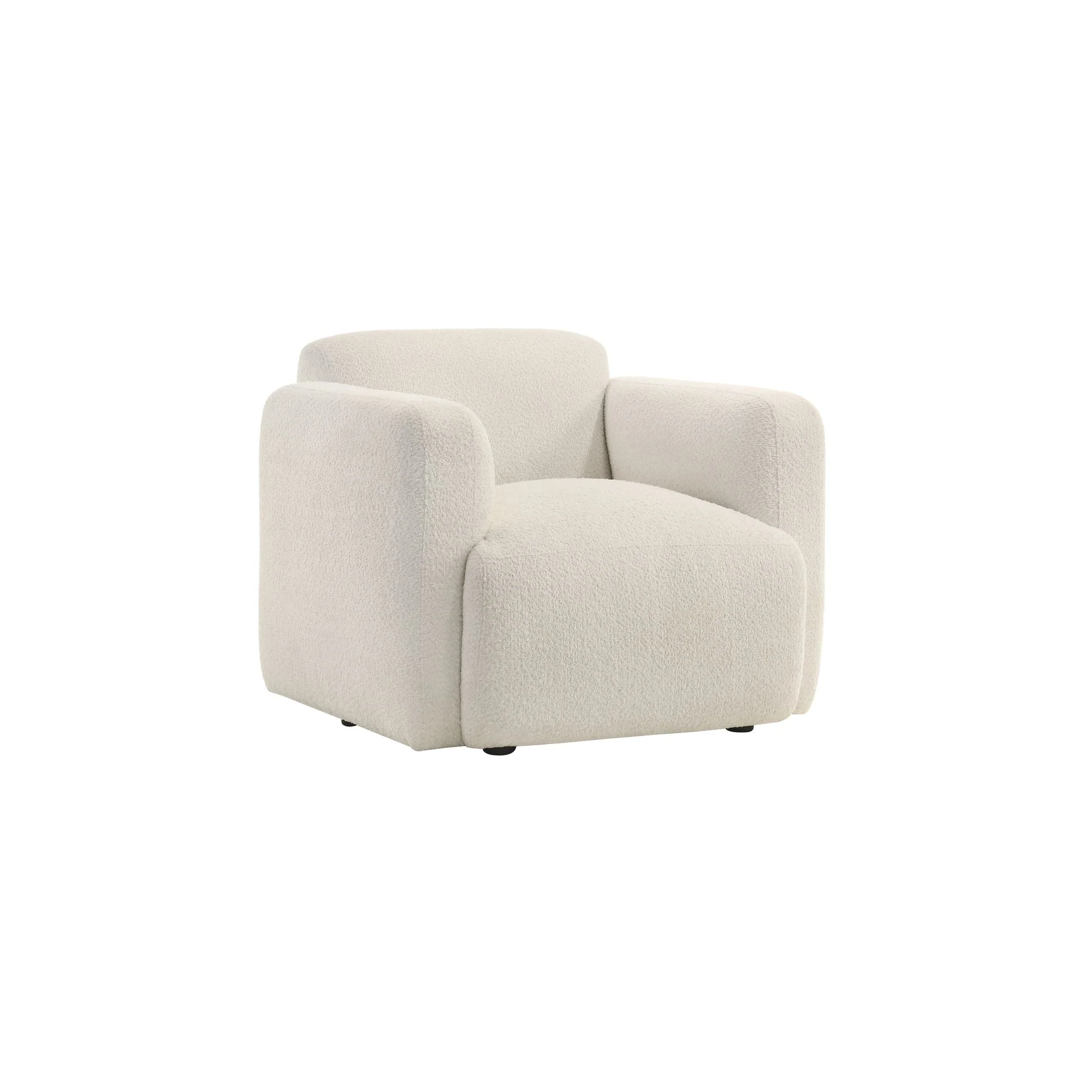 Sierra - Boucle Fabric Accent Chair With Rounded Arms - Ivory - Image 4