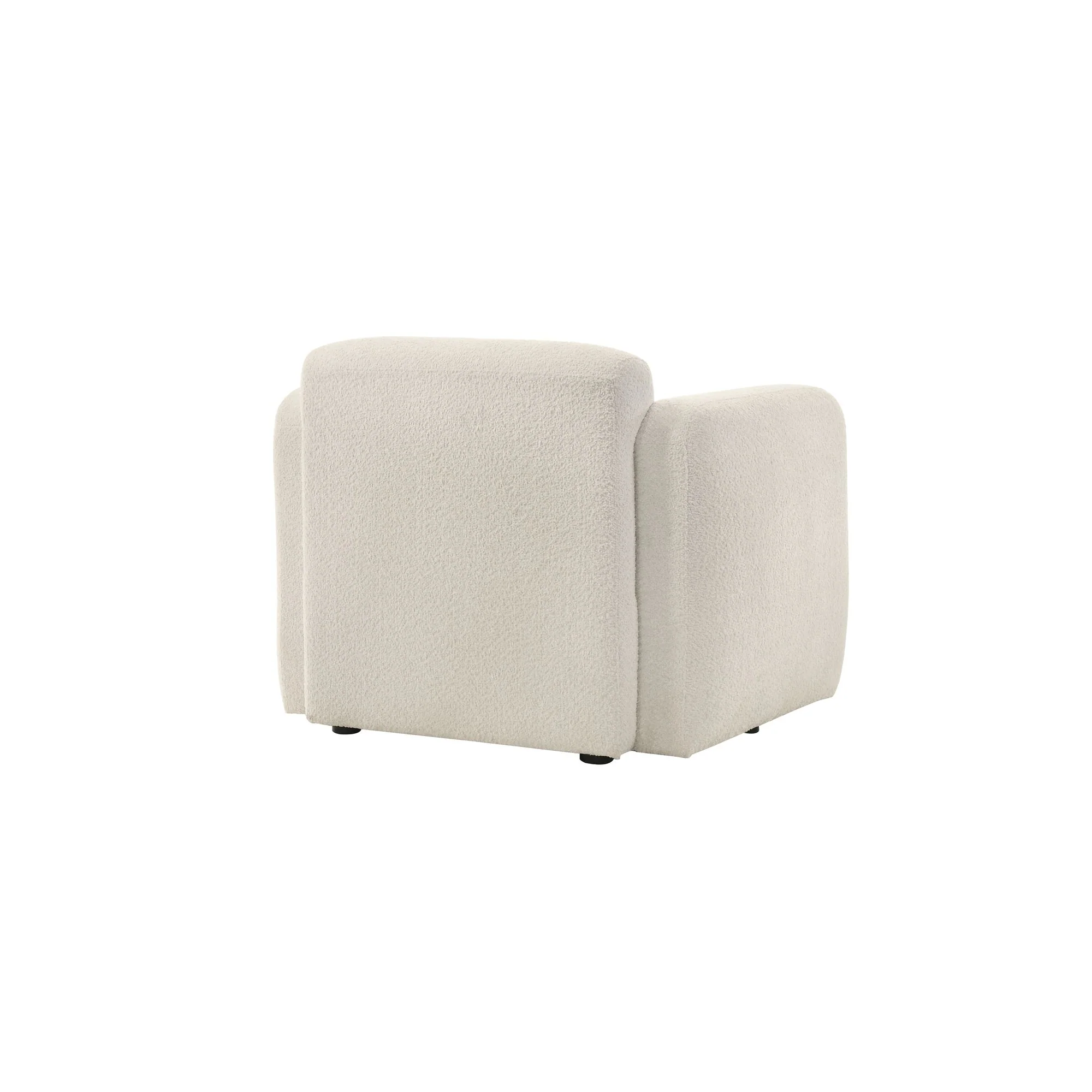 Sierra - Boucle Fabric Accent Chair With Rounded Arms - Ivory - Image 9
