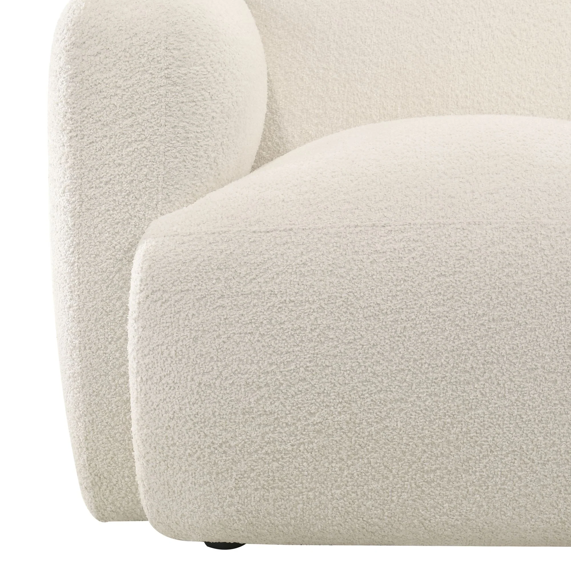 Sierra - Boucle Fabric Loveseat With Rounded Arms - Ivory - Image 4
