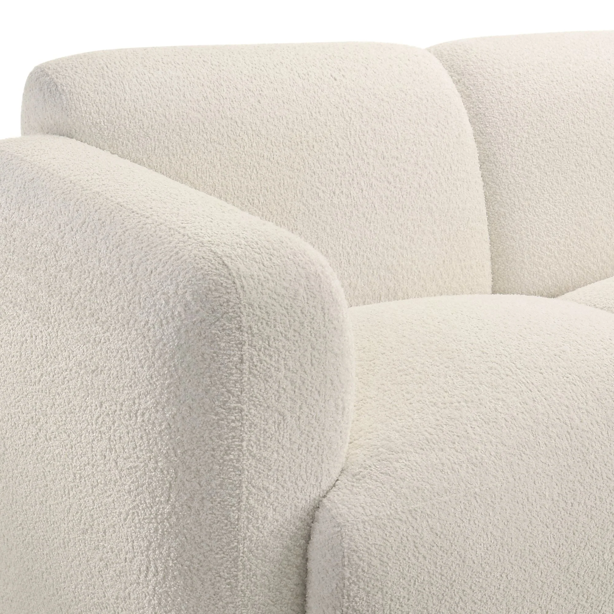 Sierra - Boucle Fabric Loveseat With Rounded Arms - Ivory - Image 7