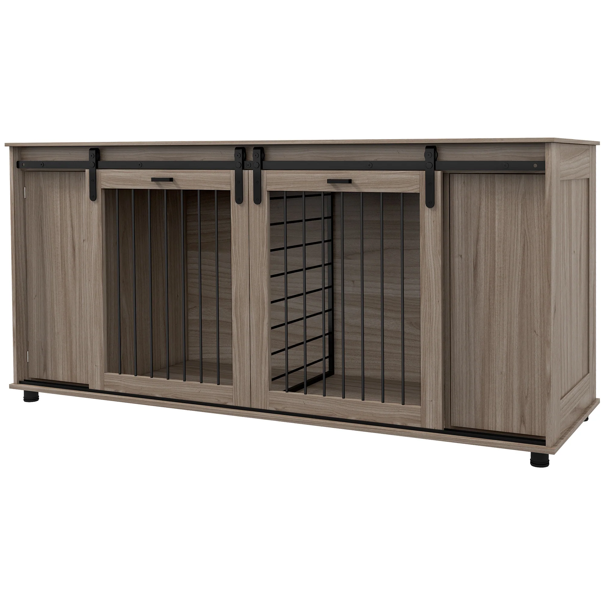 Silas 71-Inch Dual Dog Crate Furniture with Removable Divider and Push-to-Open Storage - Image 10