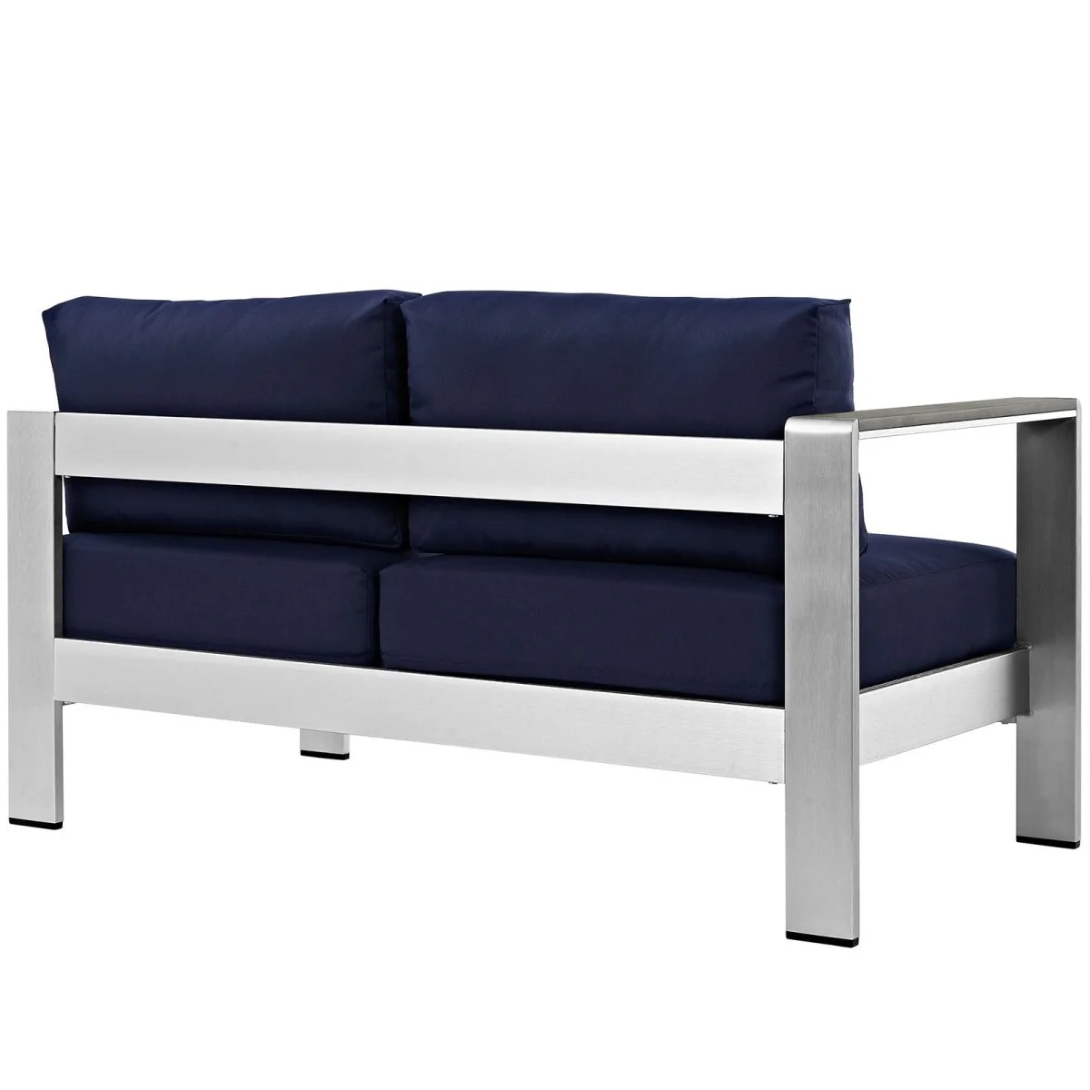 Silver Aluminum Outdoor Patio Loveseat with Cushions and Durable Frame for Seating - Image 7
