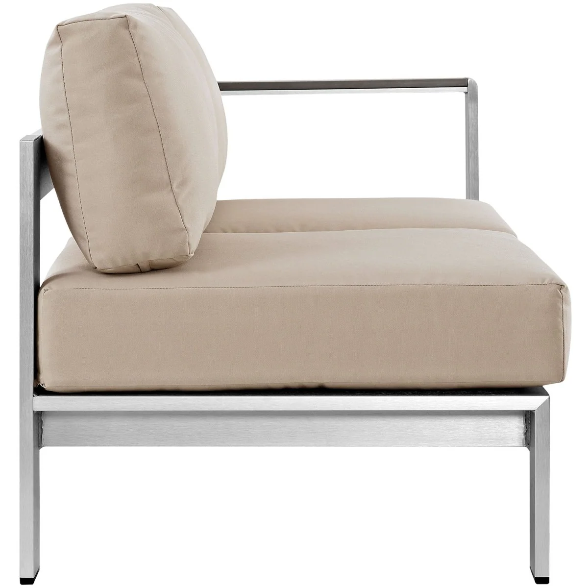 Silver Aluminum Right-Arm Outdoor Patio Loveseat with Cushions, Aluminum Frame Seating - Image 10