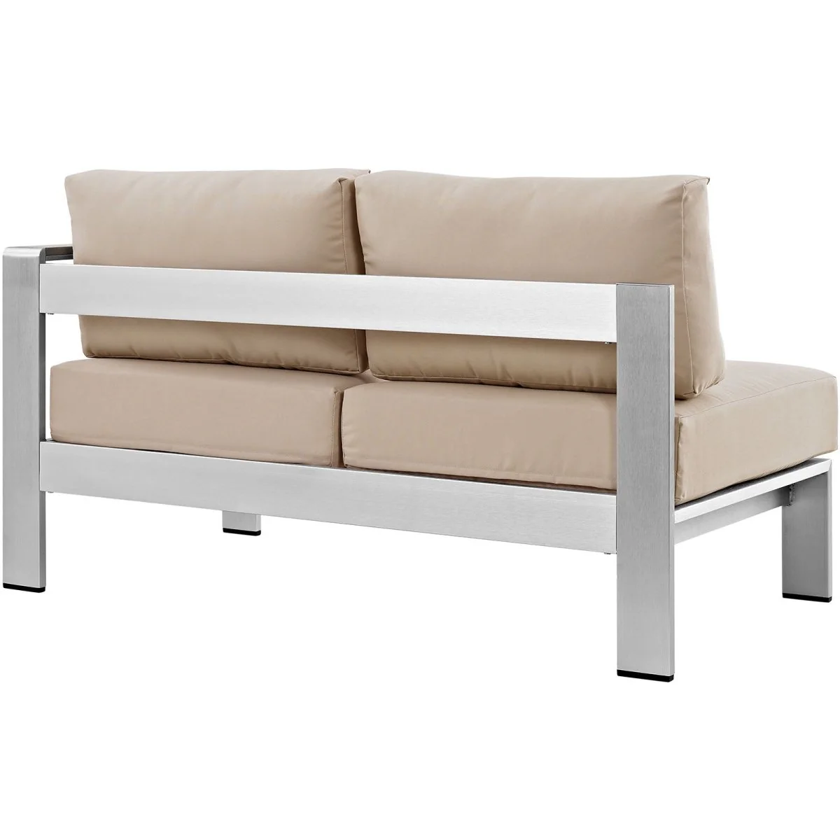 Silver Aluminum Right-Arm Outdoor Patio Loveseat with Cushions, Aluminum Frame Seating - Image 11